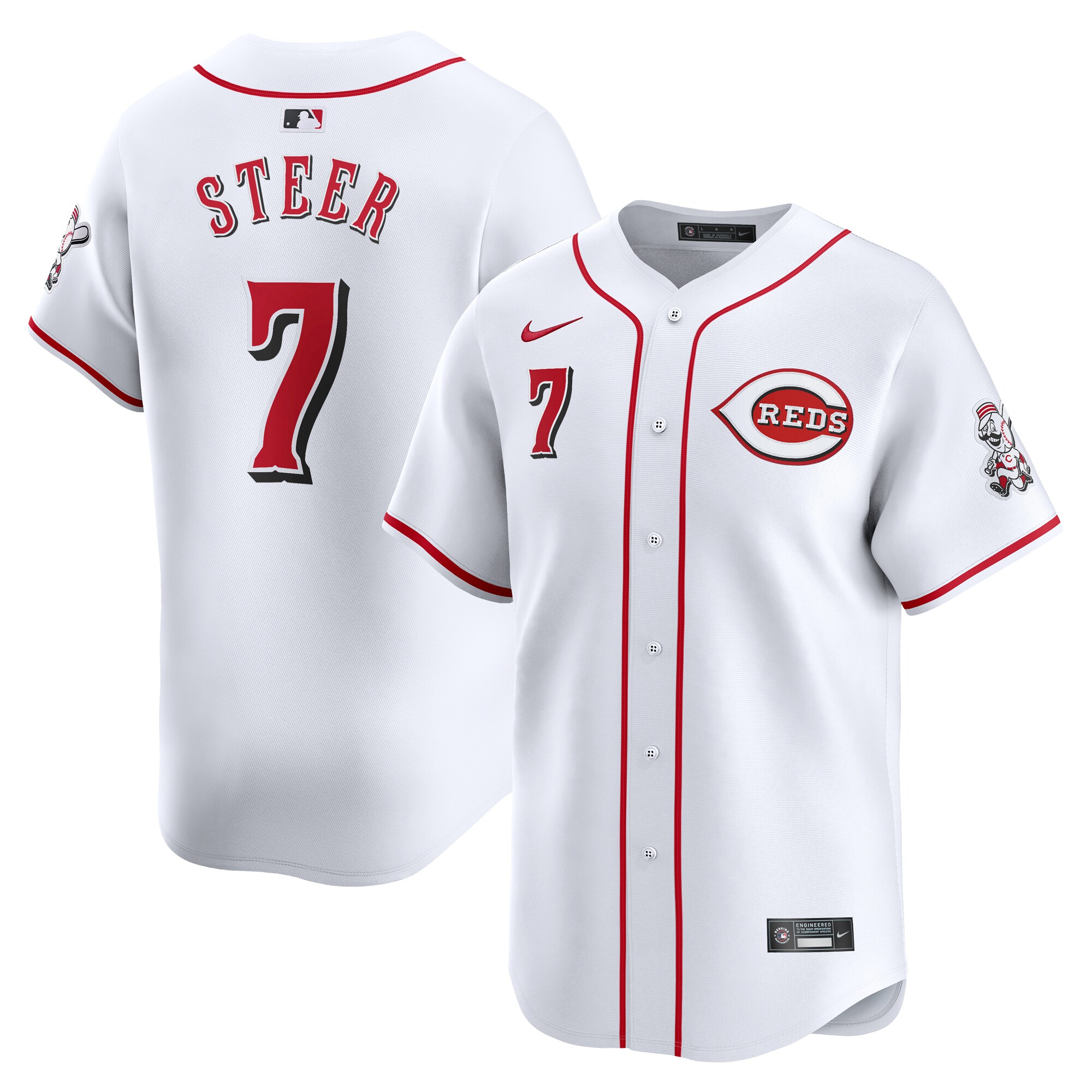 Spencer Steer Cincinnati Reds Home Limited Player Jersey - White cheap jerseys for sale - CheapJerseys.Shop