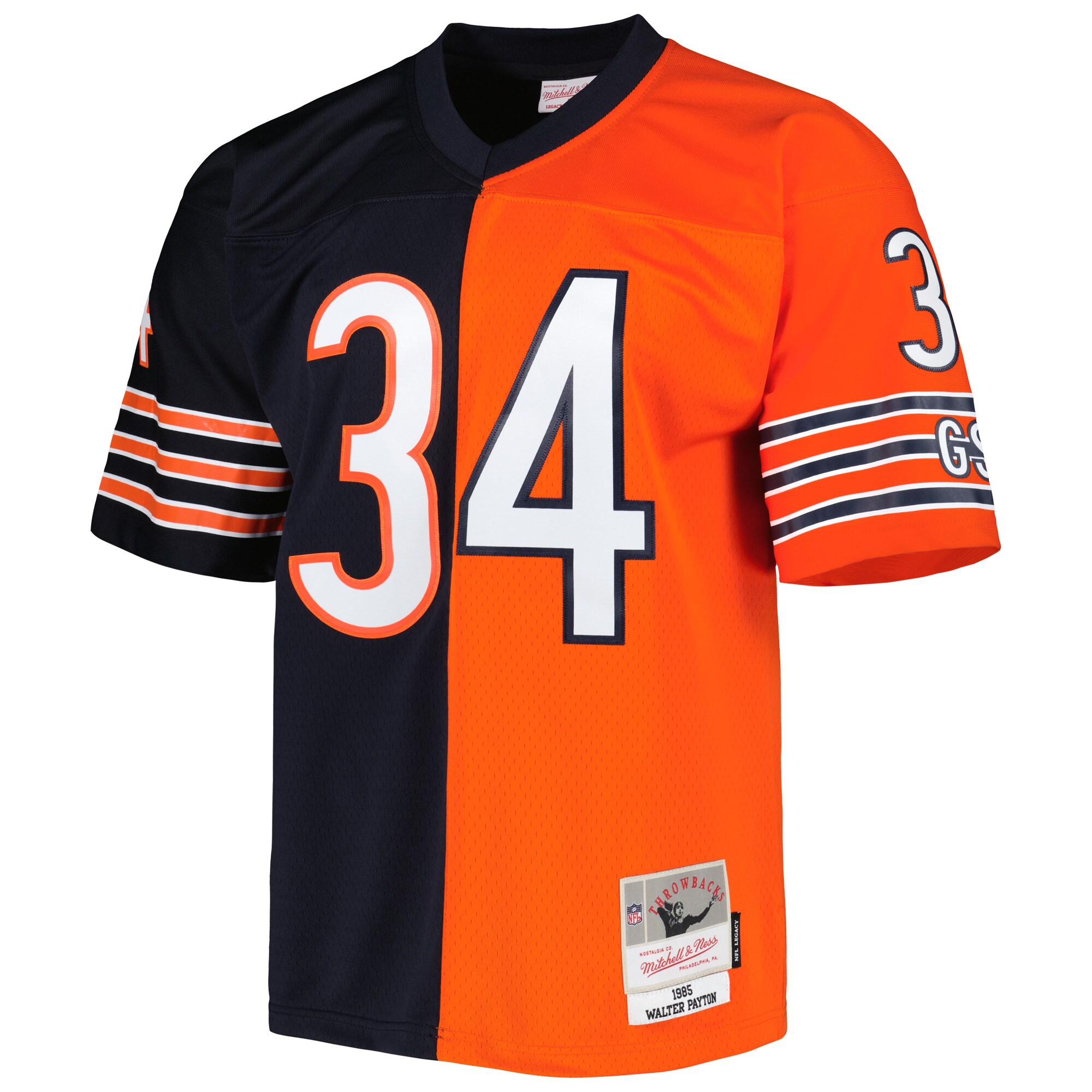 Walter Payton Chicago Bears Mitchell & Ness 1985 Split Legacy Replica Jersey - Navy\/Orange cheap jerseys for sale - CheapJerseys.Shop
