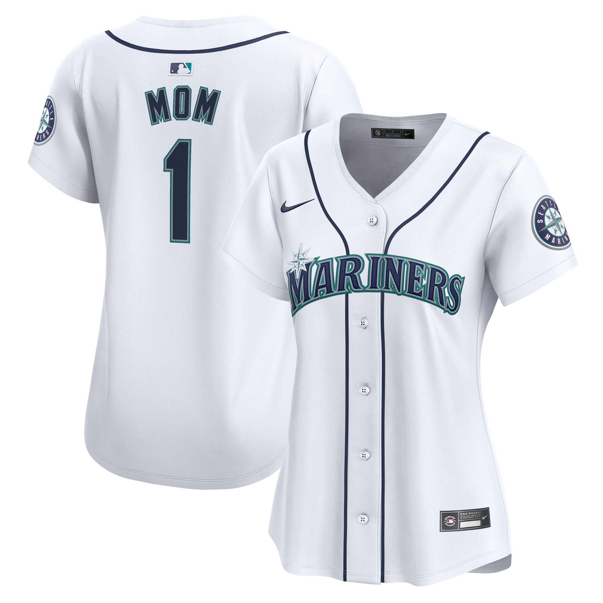 Seattle Mariners Women's #1 Mom Home Limited Jersey - White cheap jerseys for sale - CheapJerseys.Shop