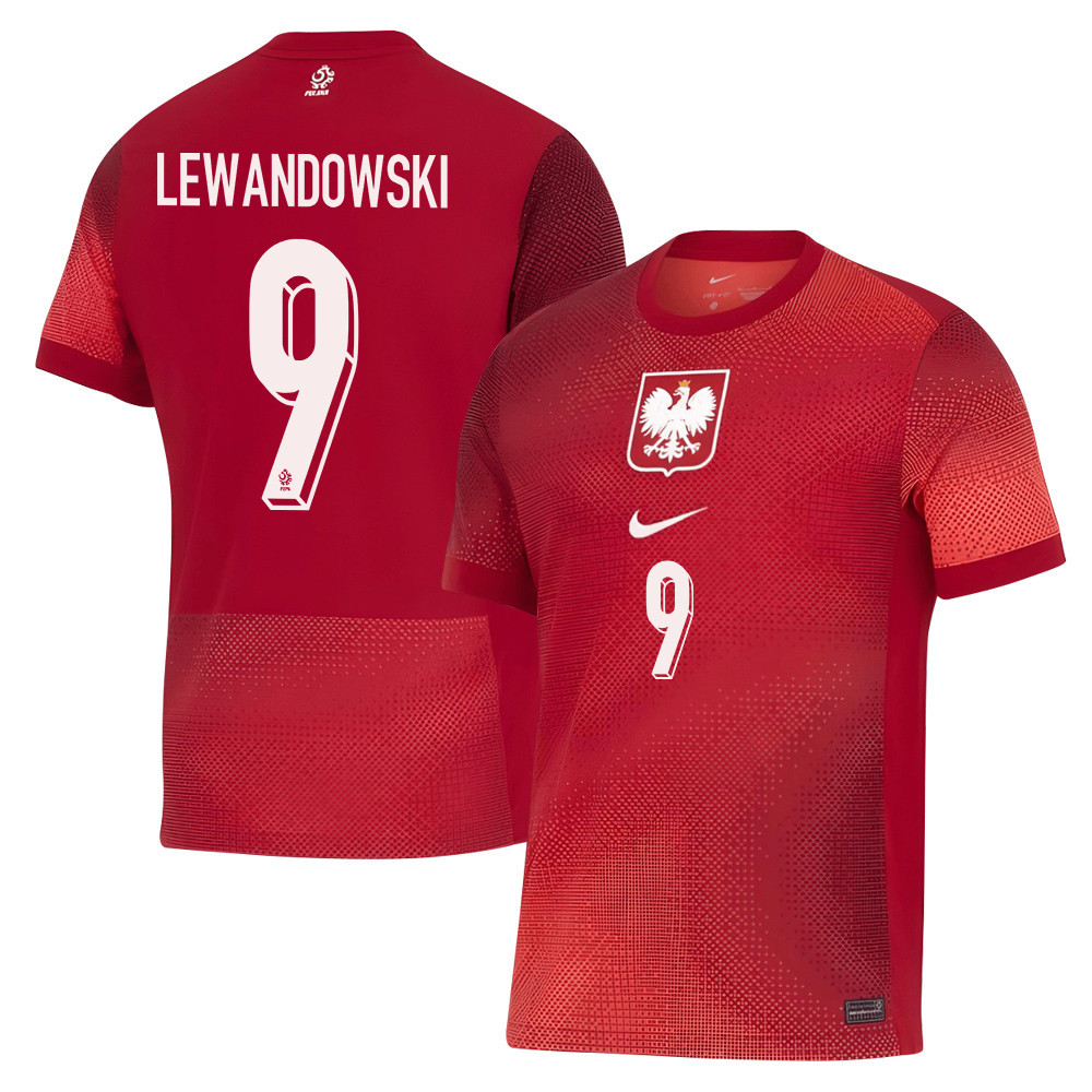 Robert Lewandowski 9 Poland National Team 2024/25 Away Men Jersey - Red cheap jerseys for sale - CheapJerseys.Shop