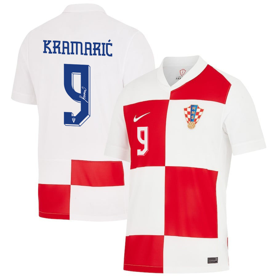 Andrej Kramarić 9 Signed Croatia National Team 2024 Home Men Jersey Autographed - White cheap jerseys for sale - CheapJerseys.Shop