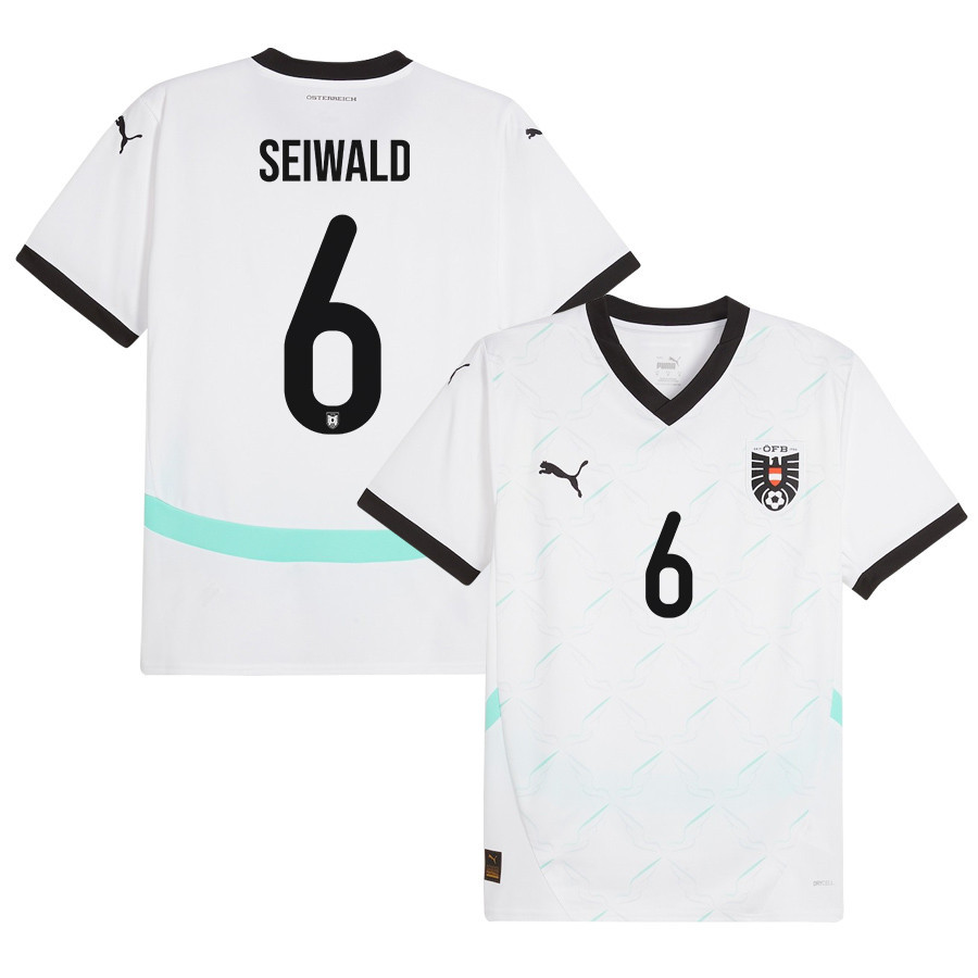 Nicolas Seiwald 6 Austria National Team 2024/25 Away Men Jersey - White cheap jerseys for sale - CheapJerseys.Shop