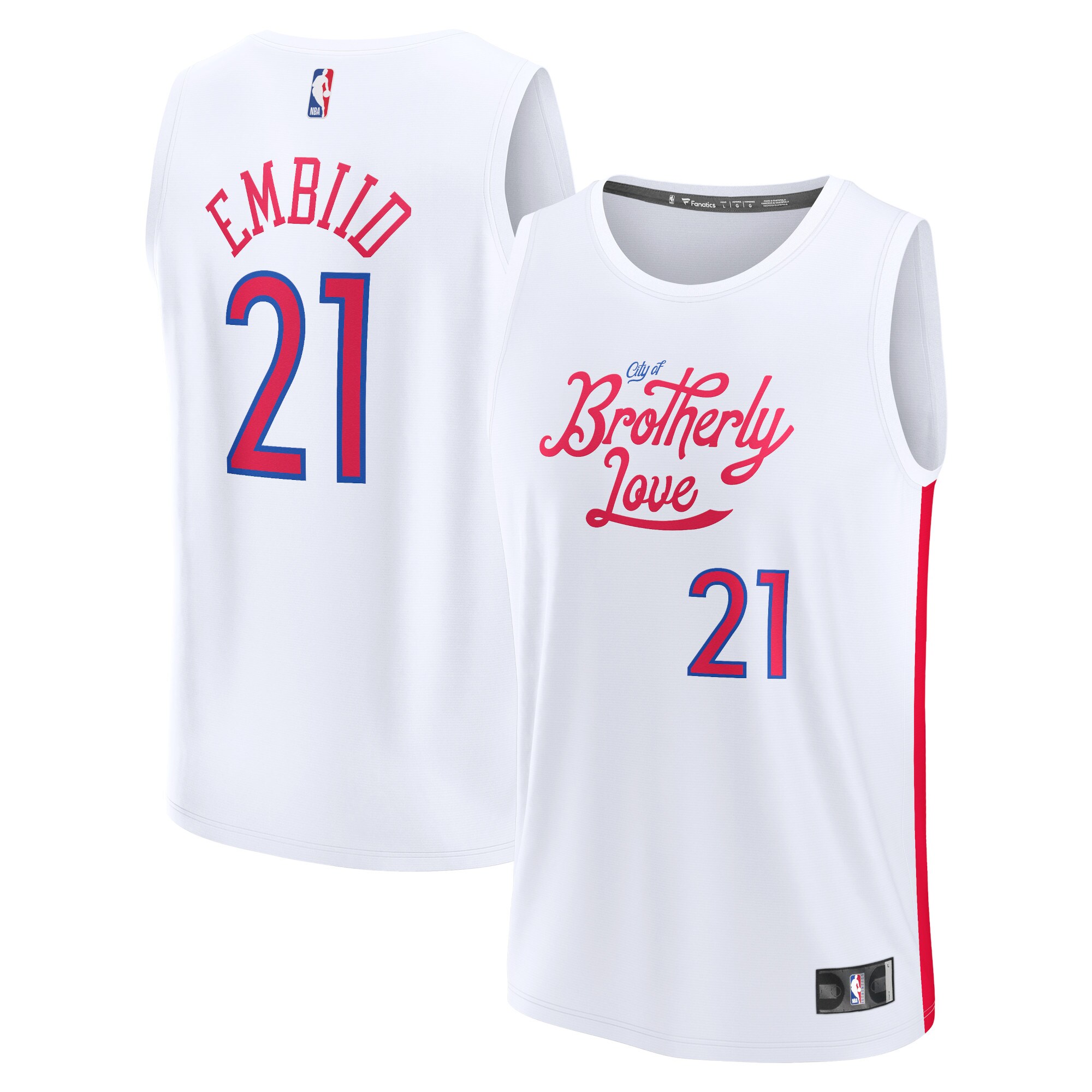 Joel Embiid Philadelphia 76ers Fanatics Fastbreak Jersey - City Edition - White cheap jerseys for sale - CheapJerseys.Shop