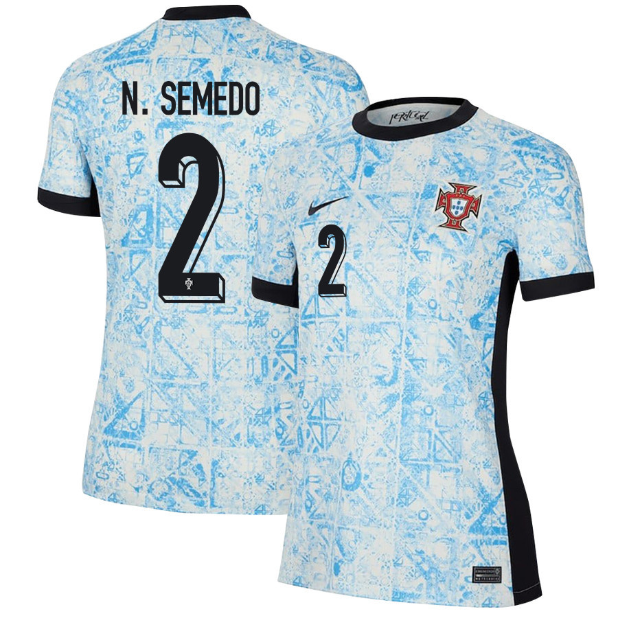 Nélson Semedo 2 Portugal National Team 2024/25 Away WOMEN Jersey - Cream/Blue cheap jerseys for sale - CheapJerseys.Shop