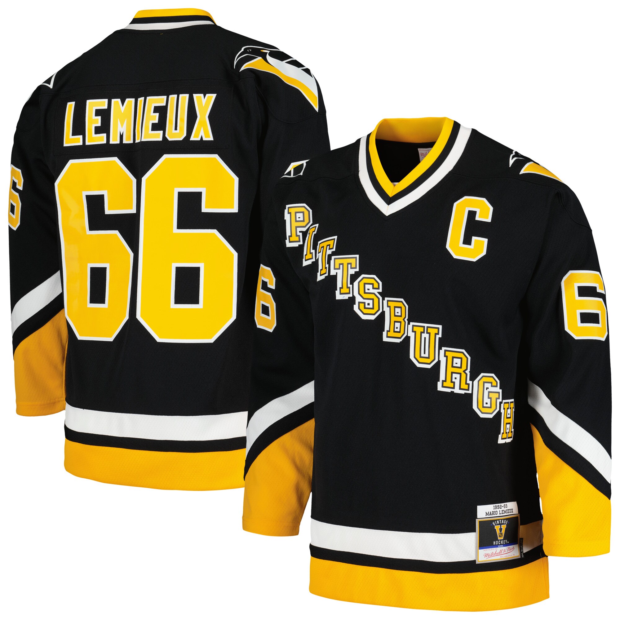 Mario Lemieux Pittsburgh Penguins Mitchell & Ness 1992\/93 Blue Line Player Jersey - Black cheap jerseys for sale - CheapJerseys.Shop