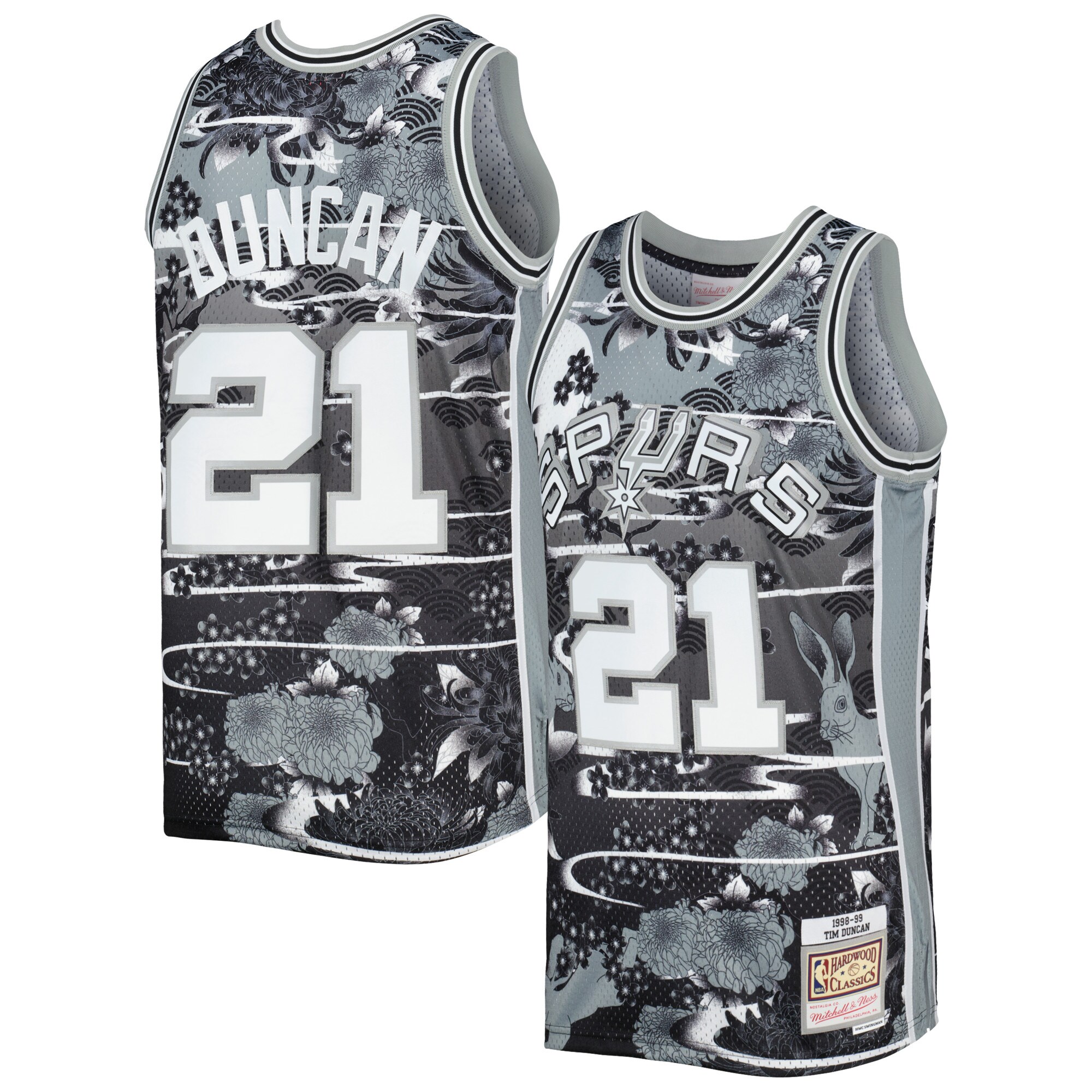 Tim Duncan San Antonio Spurs Mitchell & Ness 1998\/99 Hardwood Classics Lunar New Year Swingman Jersey - Silver cheap jerseys for sale - CheapJerseys.Shop