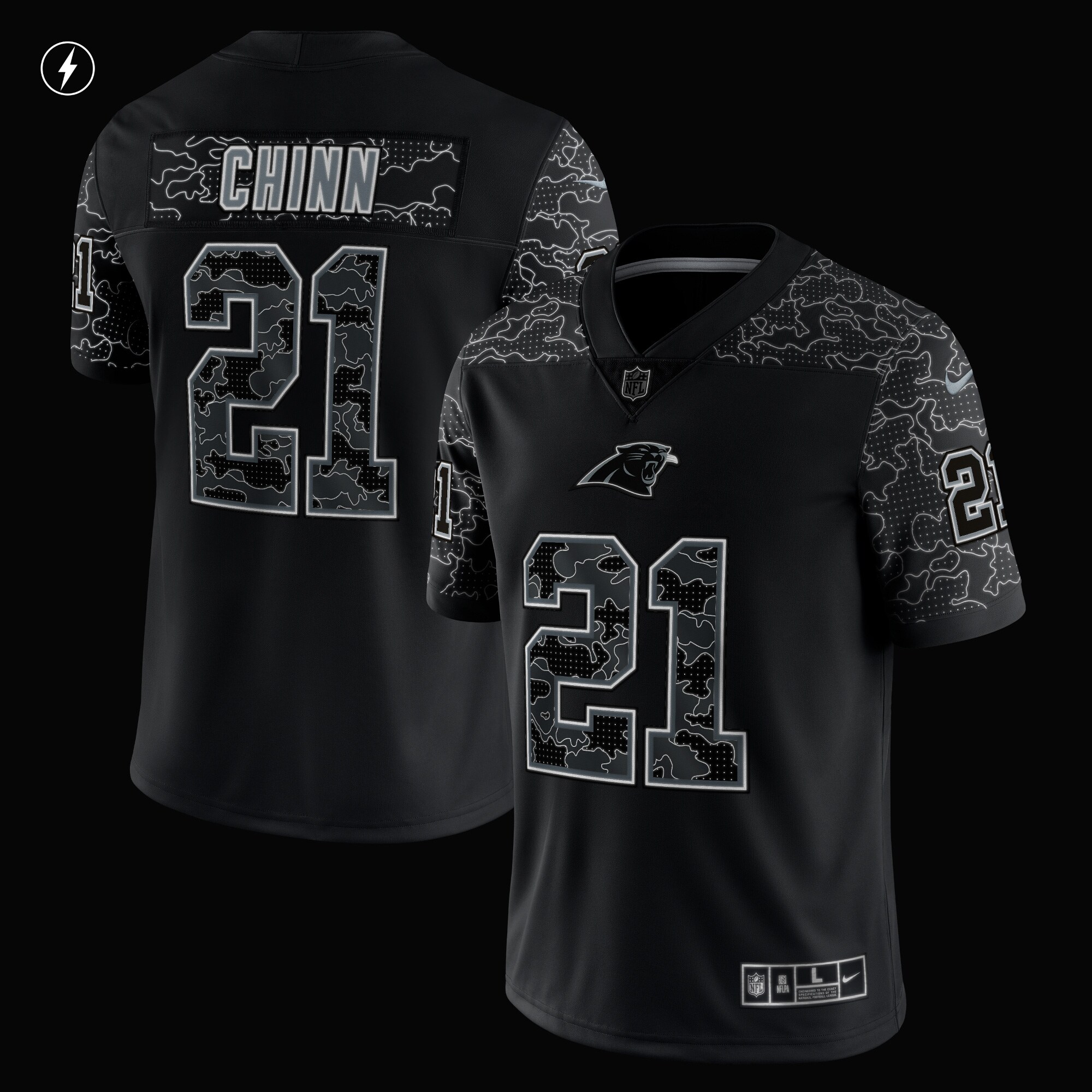 Jeremy Chinn Carolina Panthers RFLCTV Limited Jersey - Black cheap jerseys for sale - CheapJerseys.Shop
