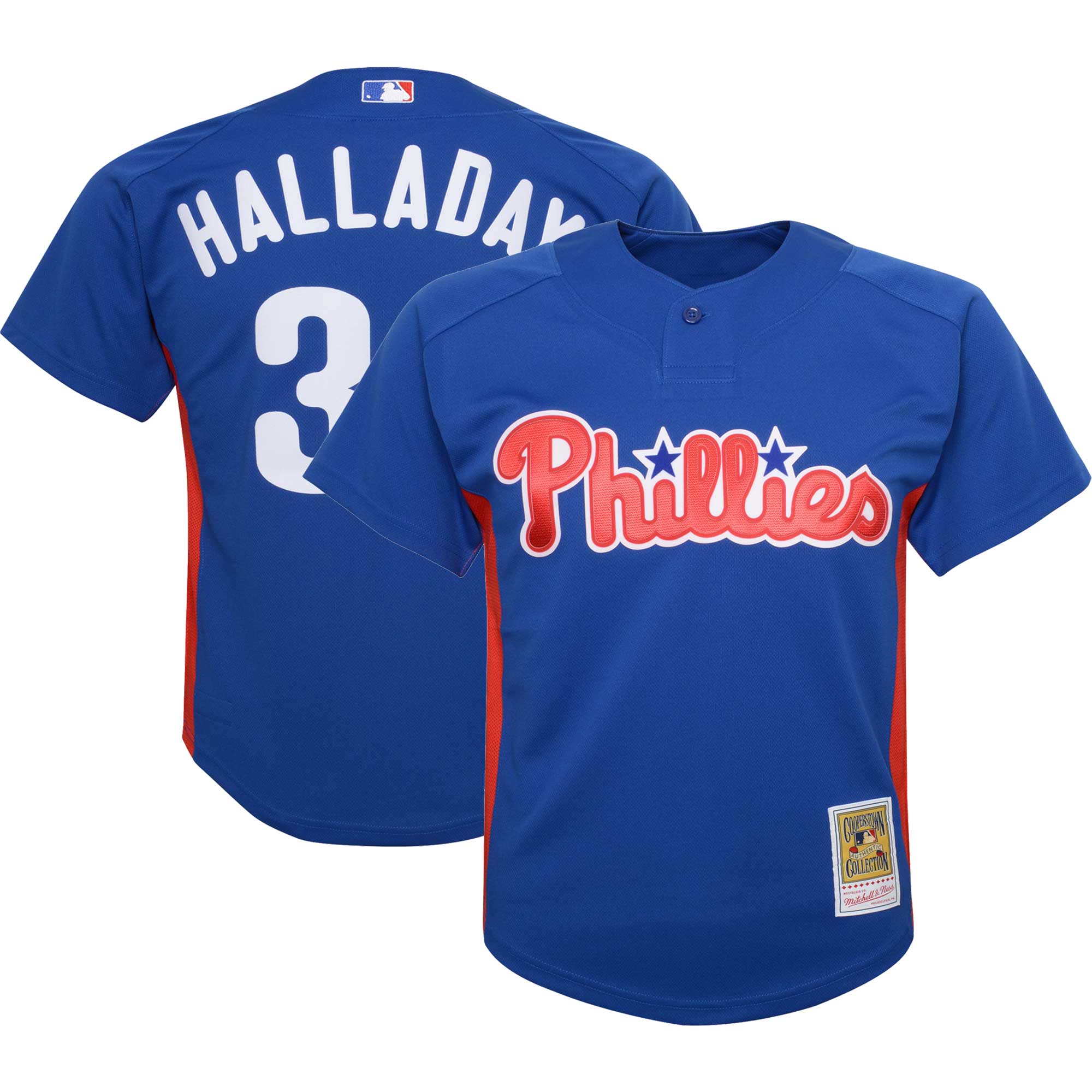 Roy Halladay Philadelphia Phillies Mitchell & Ness Youth Cooperstown Collection\u00c2\u00a0Mesh Batting Practice Jersey - Royal cheap jerseys for sale - CheapJerseys.Shop