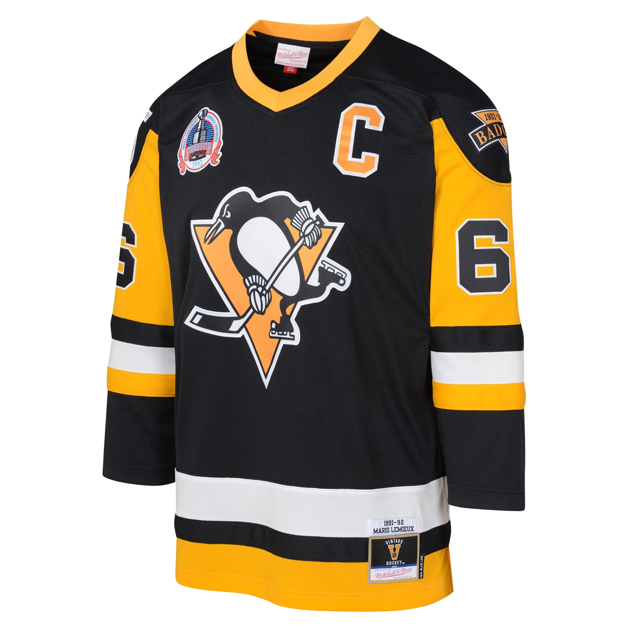 Mario Lemieux Pittsburgh Penguins Mitchell & Ness Youth 1991-92 Blue Line Player Jersey - Black cheap jerseys for sale - CheapJerseys.Shop
