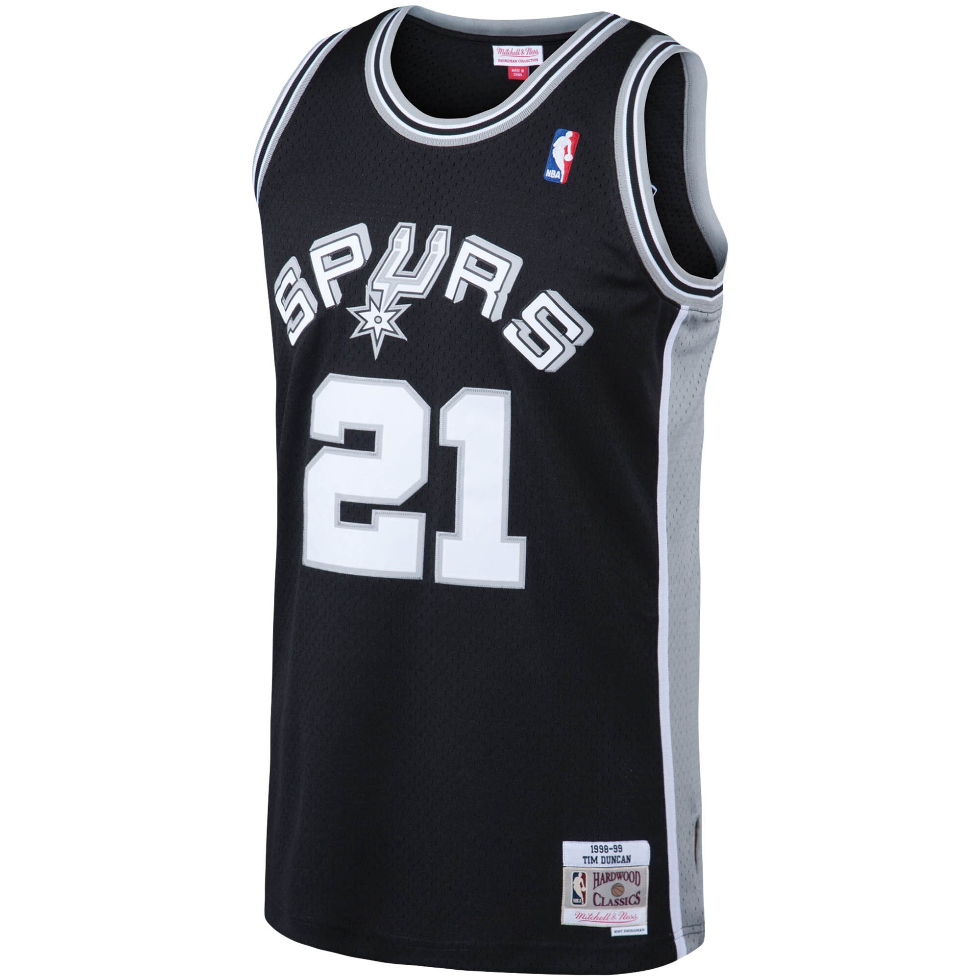 Tim Duncan San Antonio Spurs Mitchell & Ness 1998\/99 Big & Tall Hardwood Classics Swingman Jersey - Black cheap jerseys for sale - CheapJerseys.Shop