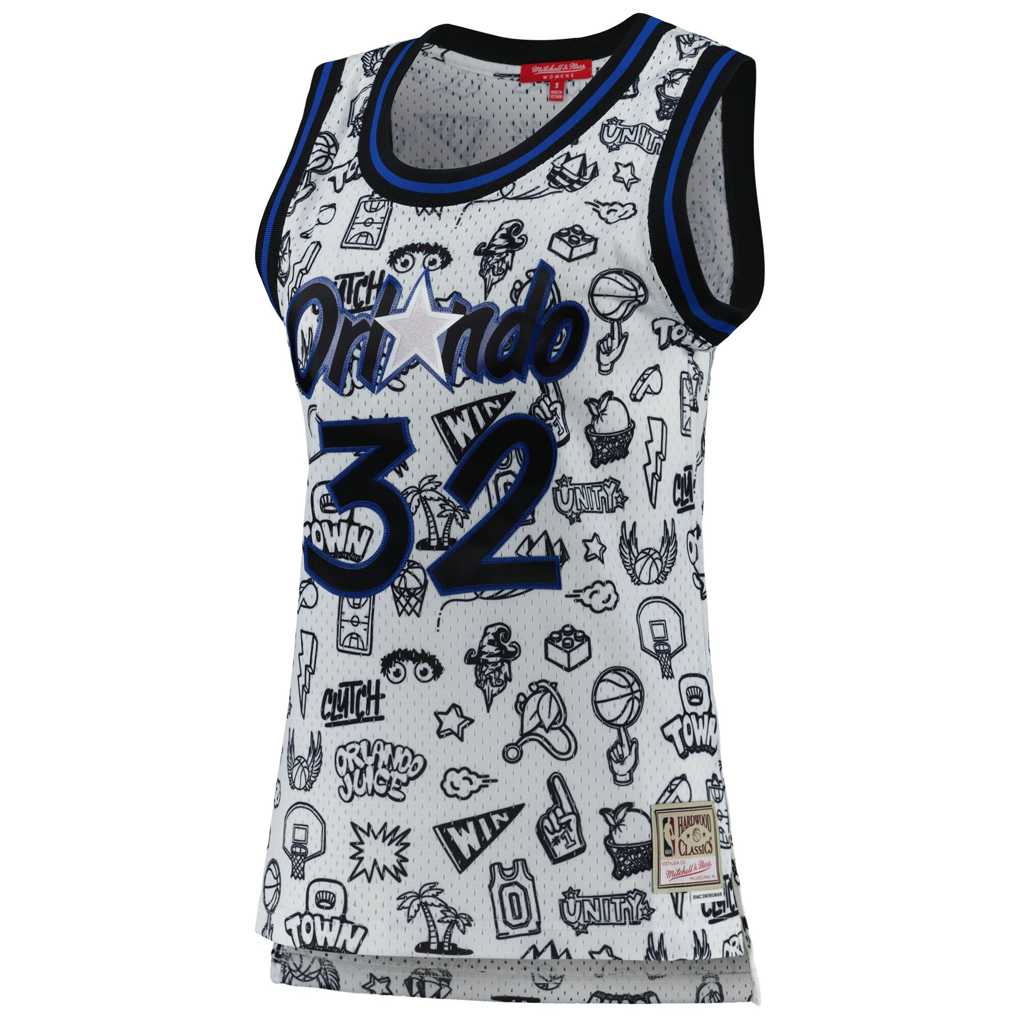 Shaquille O'Neal Orlando Magic Mitchell & Ness Women's 1994 Doodle Swingman Jersey - White cheap jerseys for sale - CheapJerseys.Shop