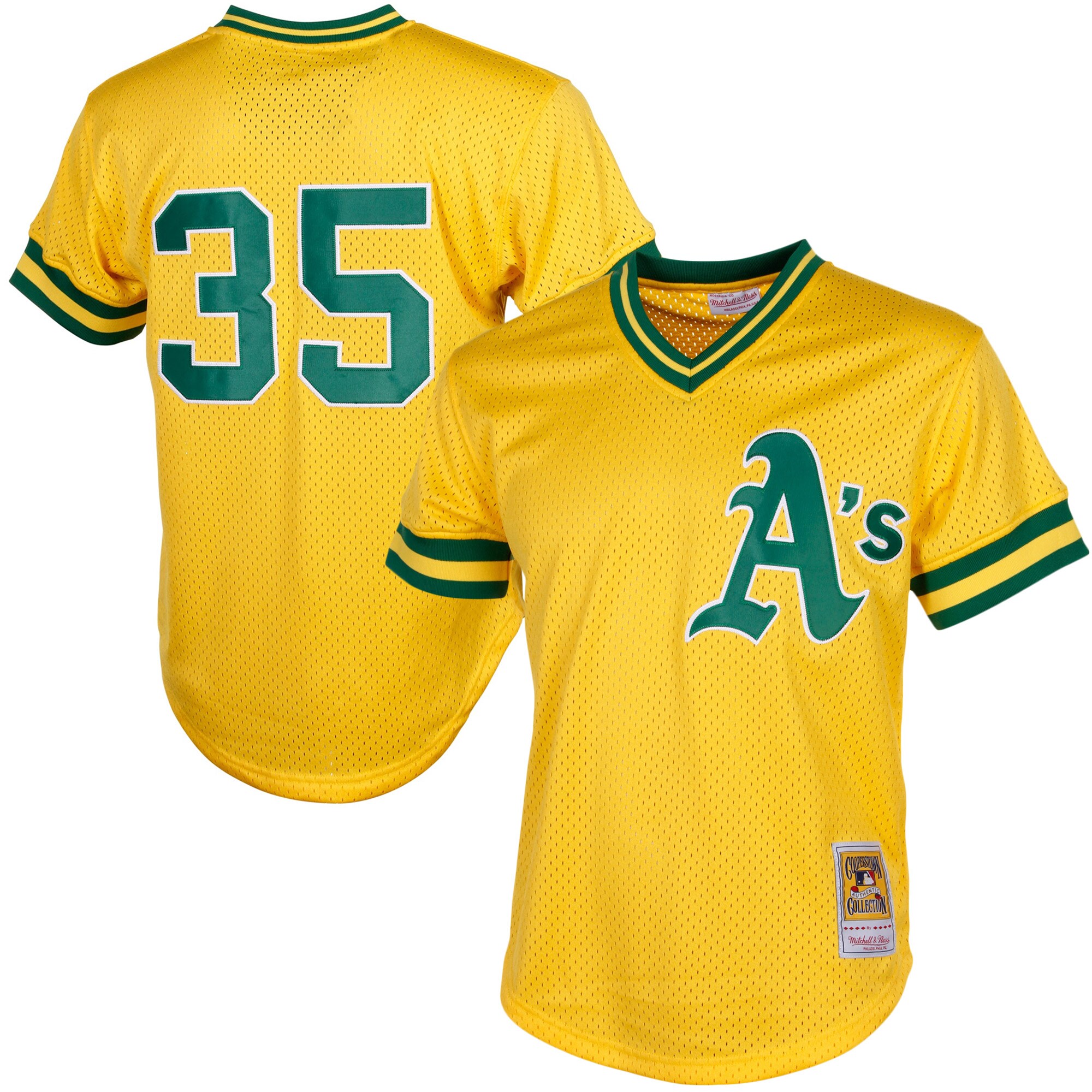 Rickey Henderson Oakland Athletics Mitchell & Ness Cooperstown Mesh Batting Practice Jersey - Yellow cheap jerseys for sale - CheapJerseys.Shop