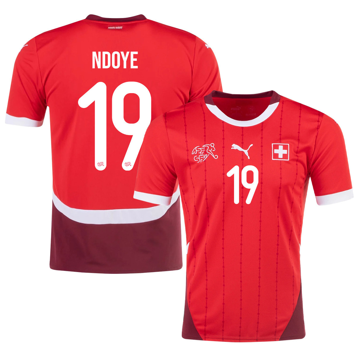 Dan Ndoye 19 Switzerland National Team 2024/25 Home Men Jersey - Red cheap jerseys for sale - CheapJerseys.Shop
