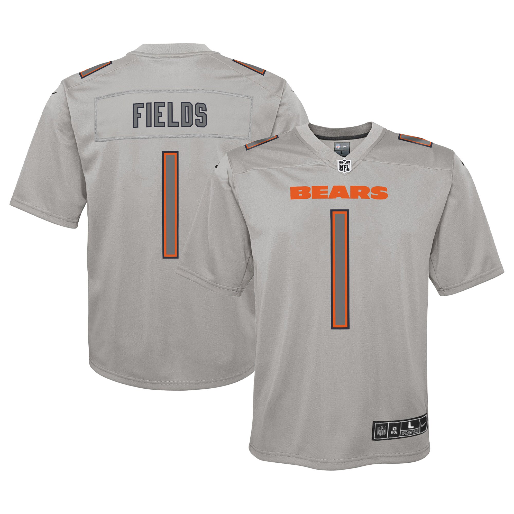 Justin Fields Chicago Bears Youth Atmosphere Game Jersey - Gray cheap jerseys for sale - CheapJerseys.Shop