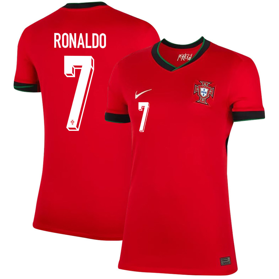 Cristiano Ronaldo 7 Portugal National Team 2024/25 Home WOMEN Jersey - Red cheap jerseys for sale - CheapJerseys.Shop