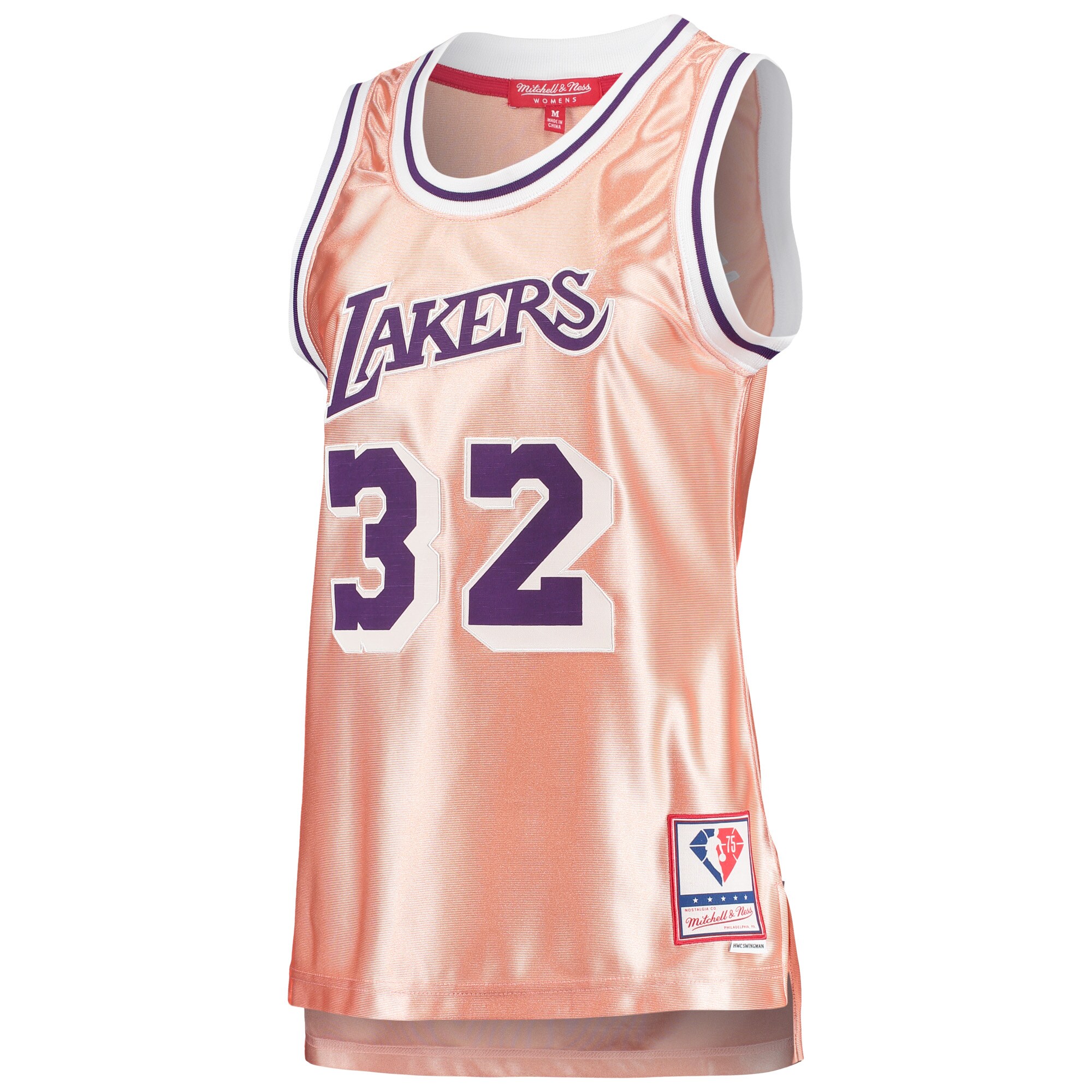 Magic Johnson Los Angeles Lakers Mitchell & Ness Women's 75th Anniversary Rose Gold 1984 Swingman Jersey - Pink cheap jerseys for sale - CheapJerseys.Shop