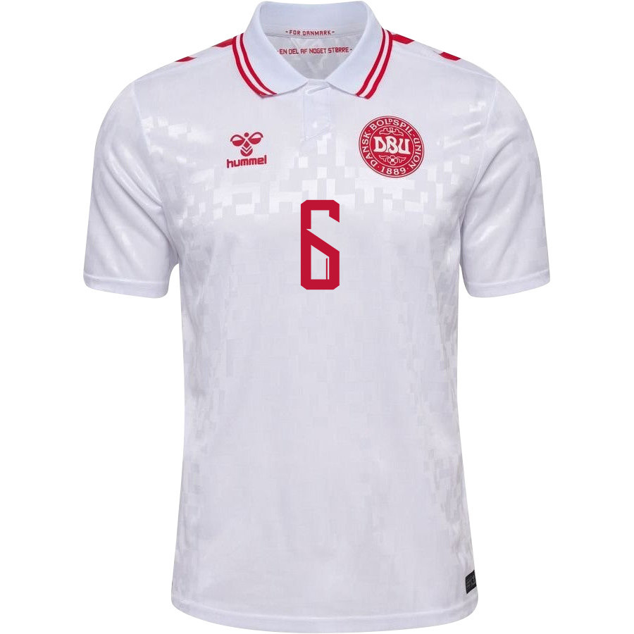 Andreas Christensen 6 Denmark National Team 2024/25 Away Men Jersey - White cheap jerseys for sale - CheapJerseys.Shop