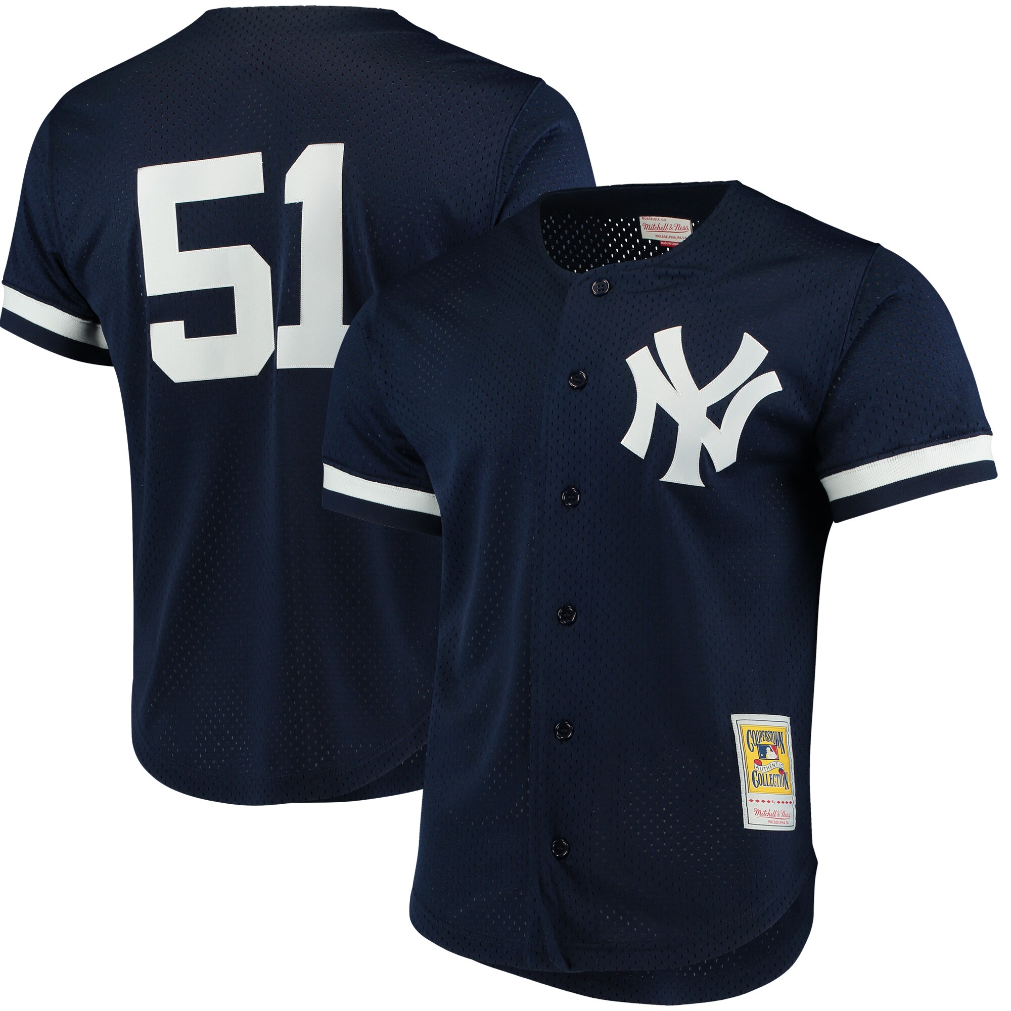 Bernie Williams New York Yankees Mitchell & Ness Cooperstown Collection Mesh Batting Practice Button-Up Jersey - Navy cheap jerseys for sale - CheapJerseys.Shop