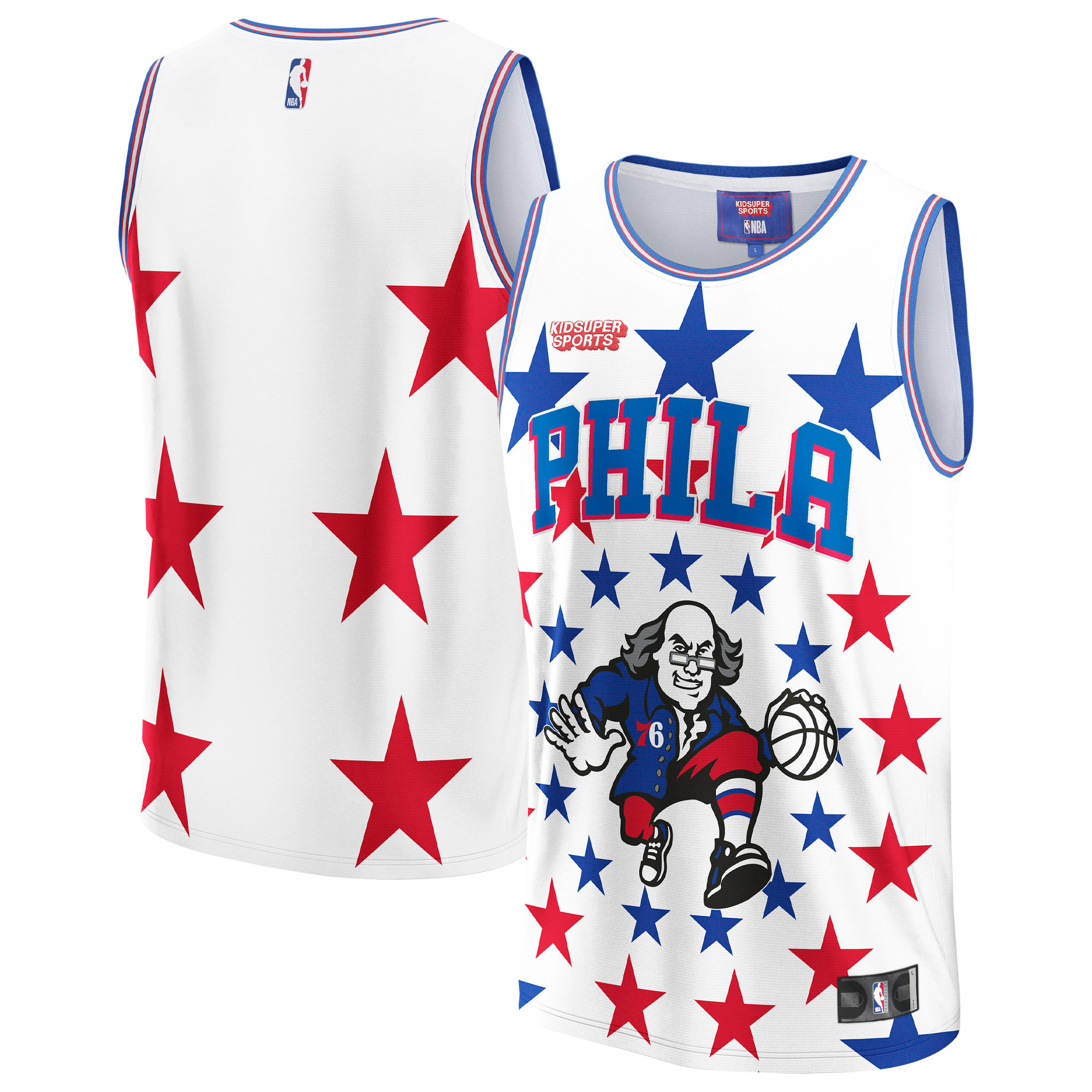 Philadelphia 76ers & KidSuper Studios by Fanatics Unisex Hometown Jersey - White cheap jerseys for sale - CheapJerseys.Shop