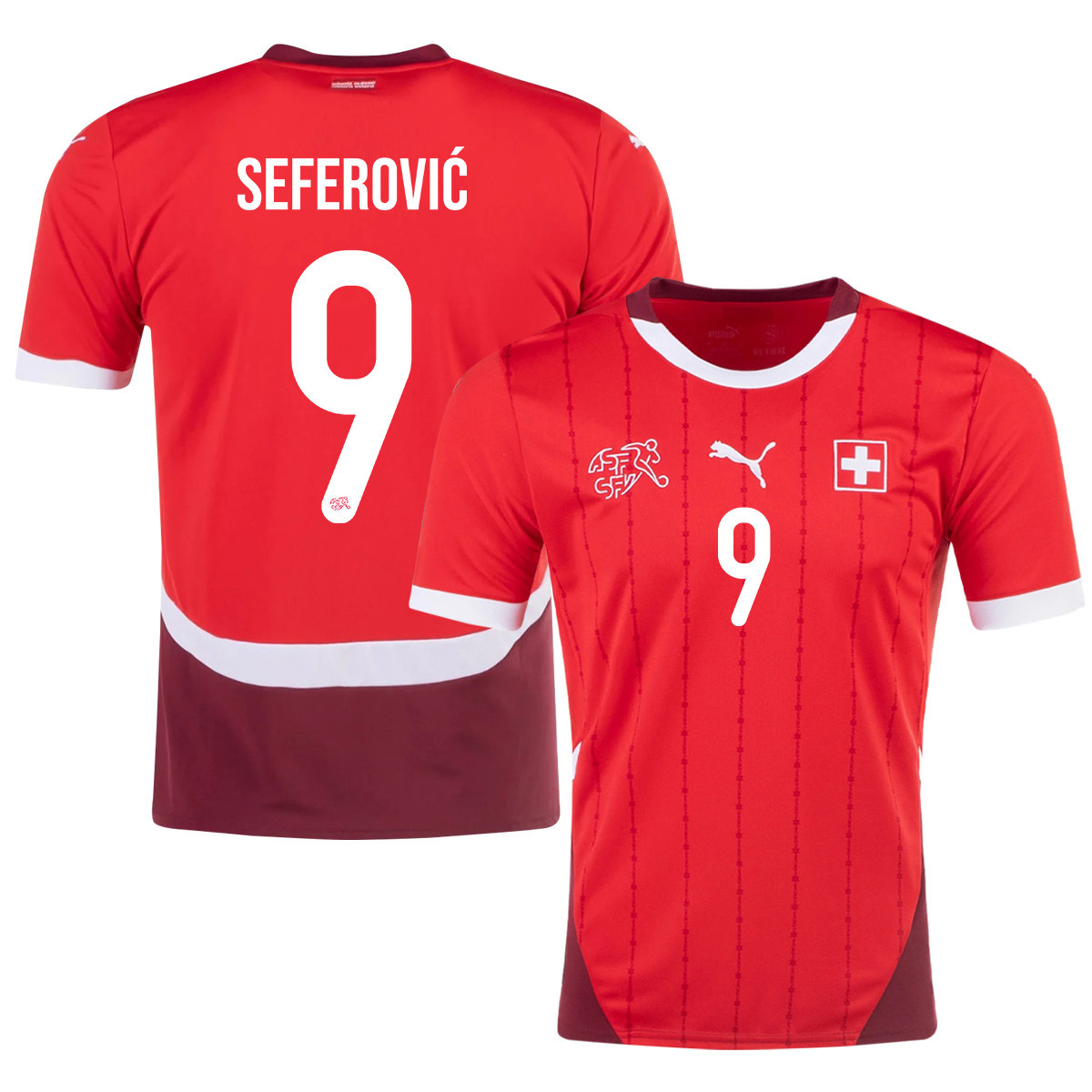 Haris Seferović 9 Switzerland National Team 2024/25 Home Men Jersey - Red cheap jerseys for sale - CheapJerseys.Shop