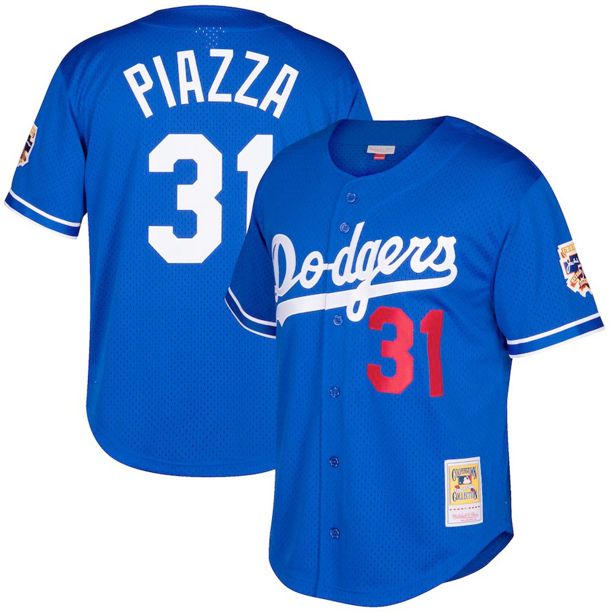Mike Piazza Los Angeles Dodgers Mitchell & Ness Big & Tall Cooperstown Collection Mesh Button-Up Jersey- Royal cheap jerseys for sale - CheapJerseys.Shop