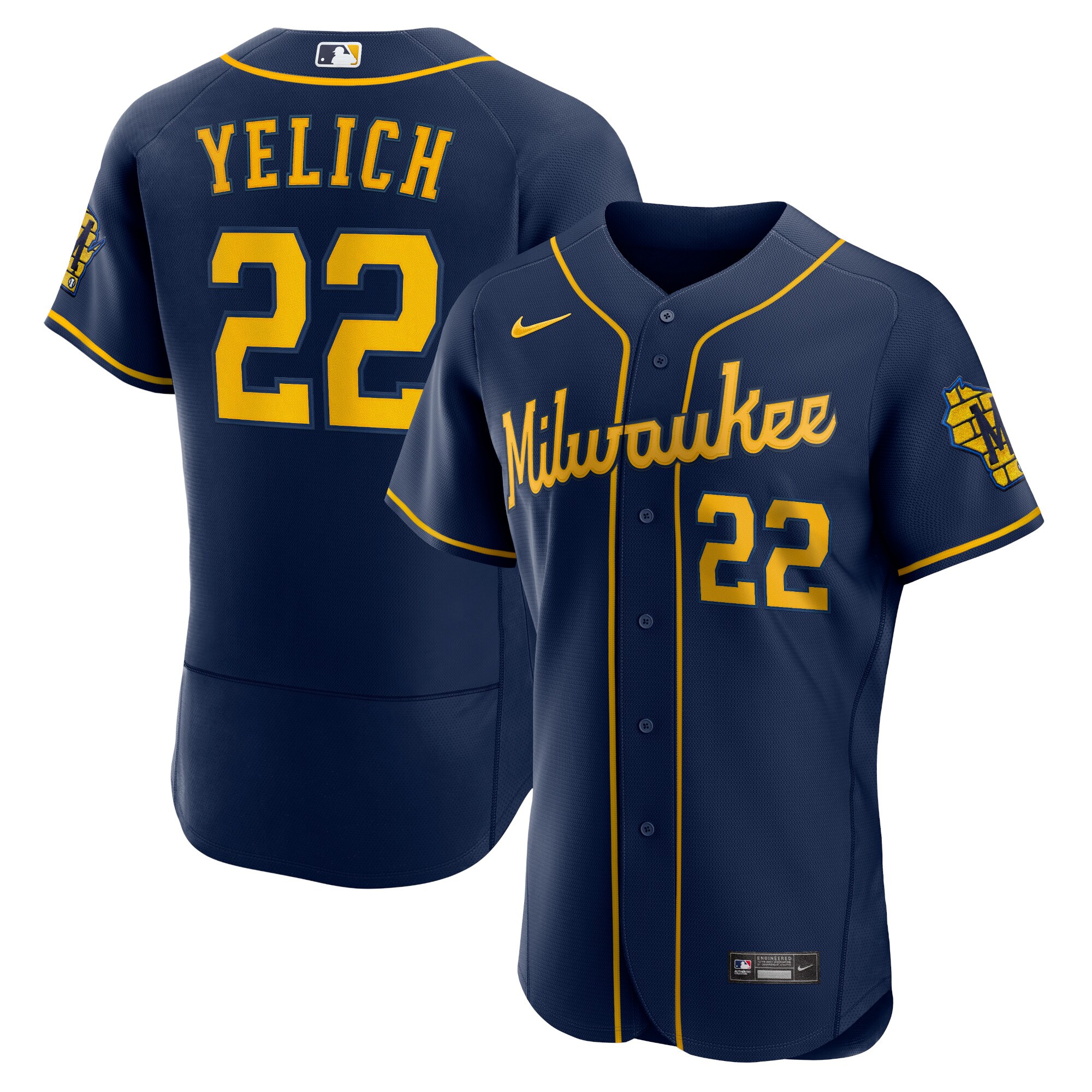 Christian Yelich Milwaukee Brewers Alternate Authentic Player Jersey - Navy cheap jerseys for sale - CheapJerseys.Shop