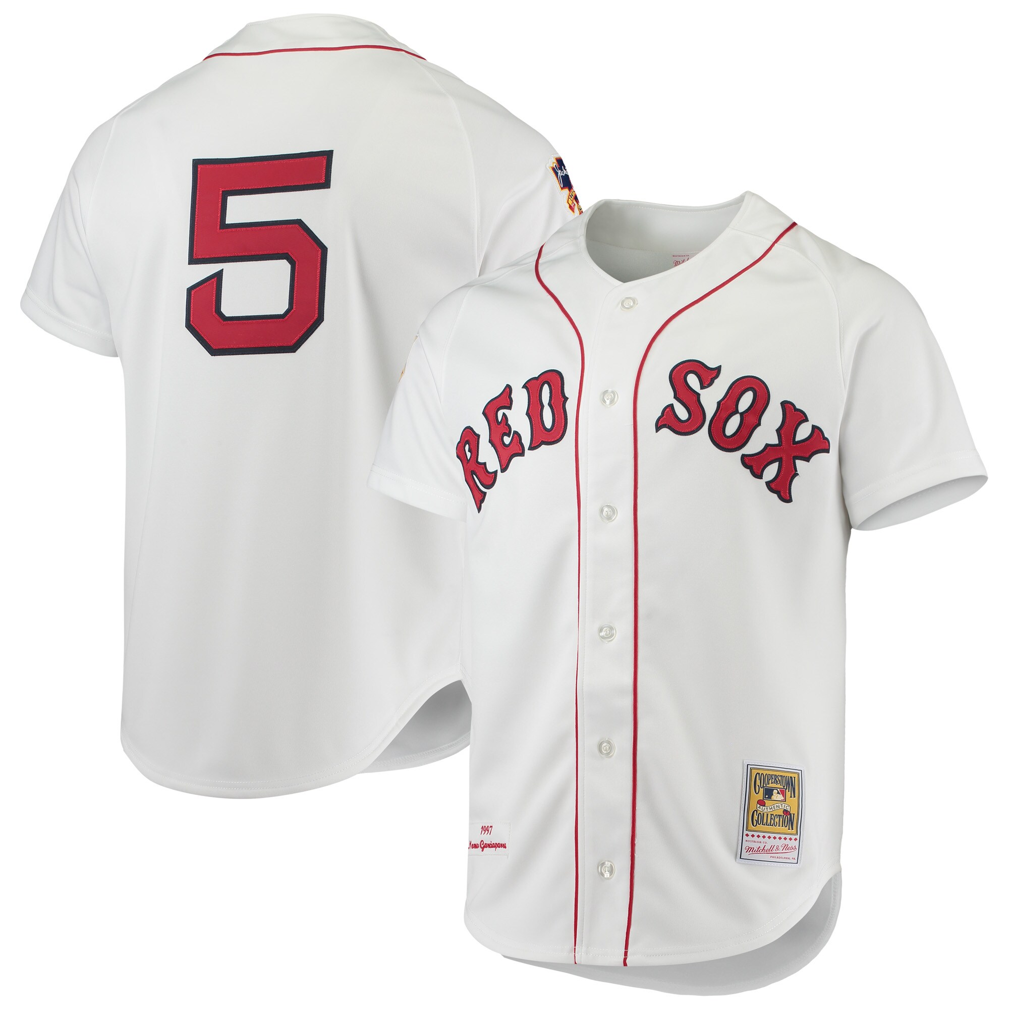 Nomar Garciaparra Boston Red Sox Mitchell & Ness 1997 Cooperstown Collection Authentic Jersey - White cheap jerseys for sale - CheapJerseys.Shop