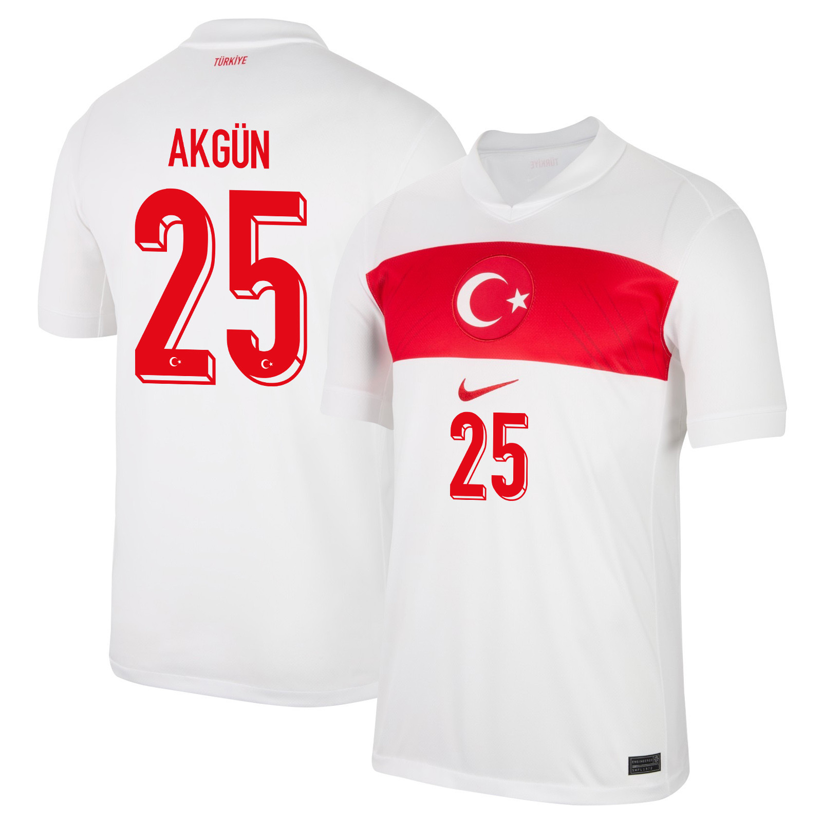 Yunus Akgün 25 Turkey National Team 2024 Home Stadium Men Jersey - White cheap jerseys for sale - CheapJerseys.Shop