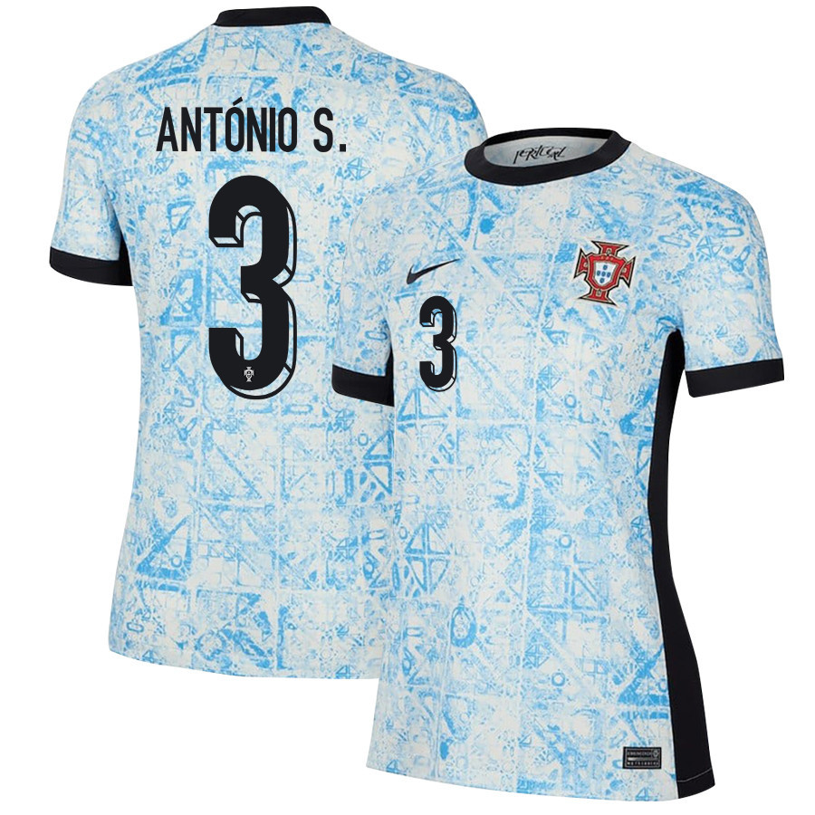 António Silva 3 Portugal National Team 2024/25 Away WOMEN Jersey - Cream/Blue cheap jerseys for sale - CheapJerseys.Shop