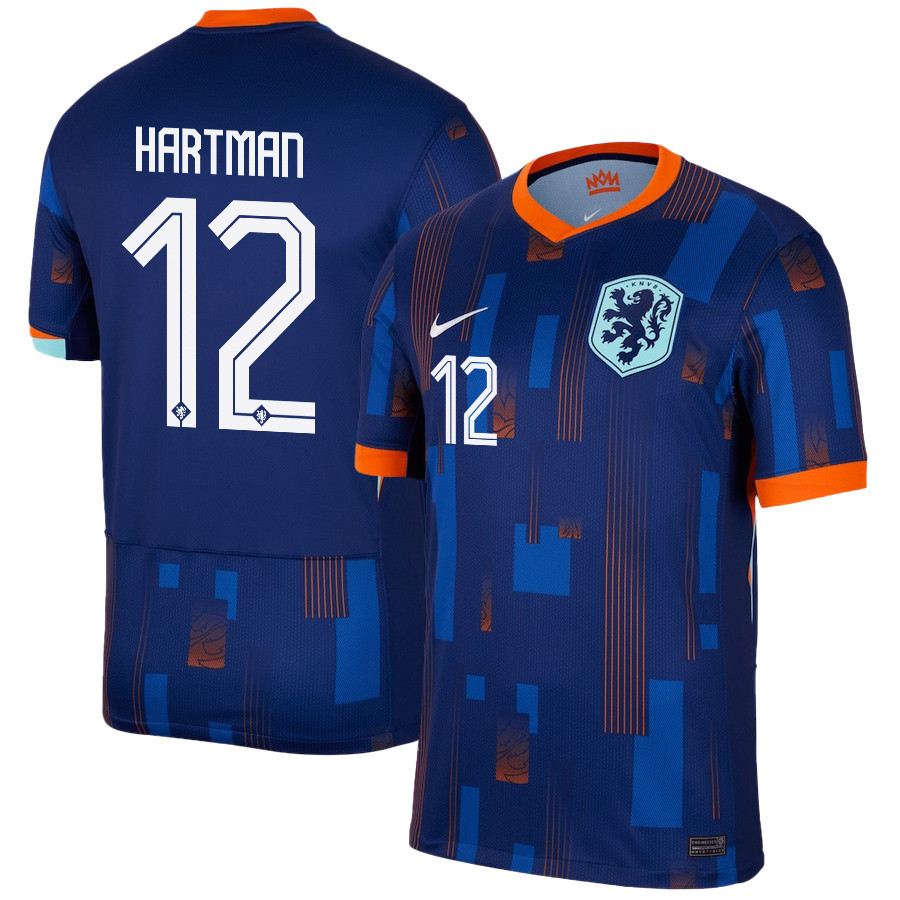 Quilindschy Hartman 12 Netherlands National Team 2024/25 Away Men Jersey - Navy cheap jerseys for sale - CheapJerseys.Shop
