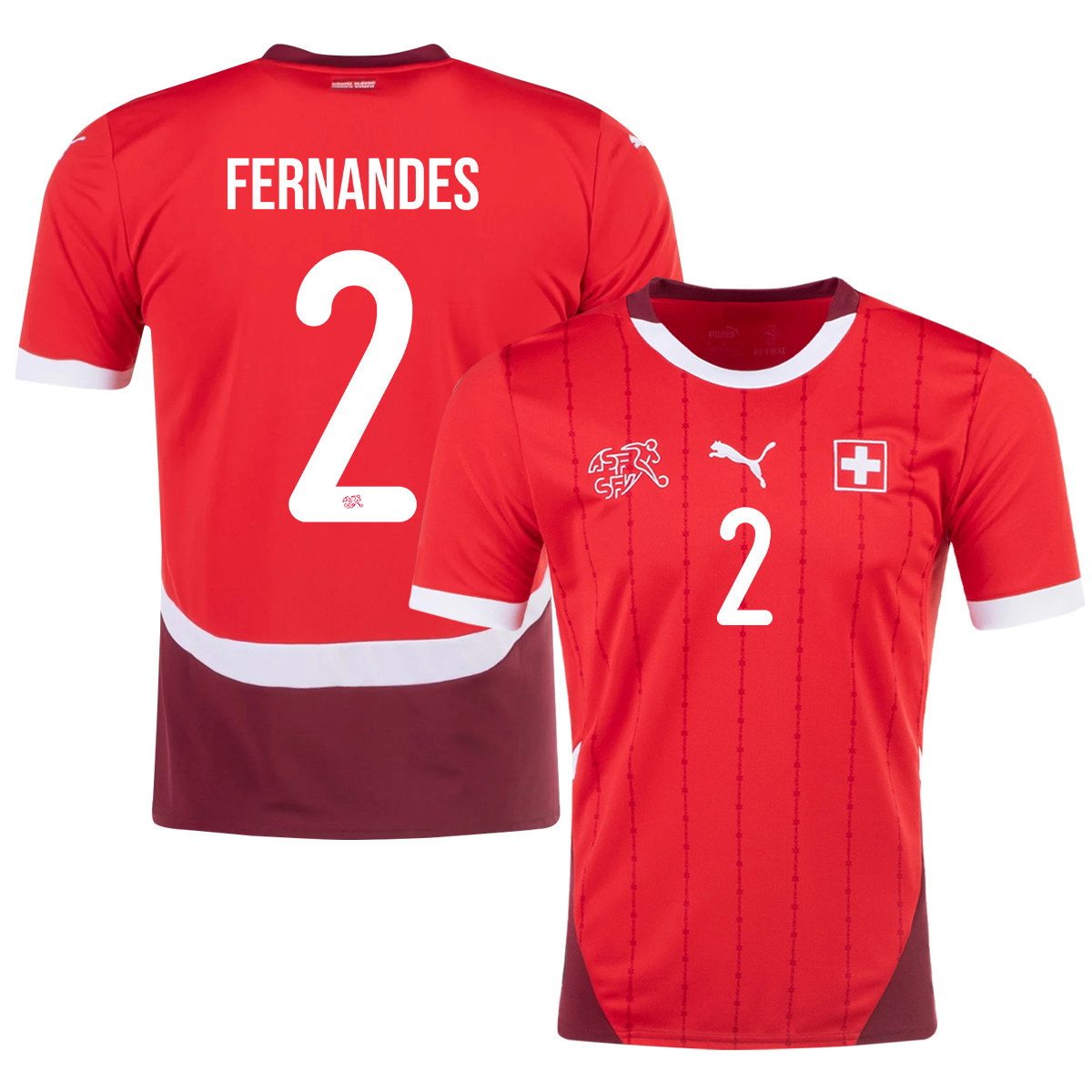 Edimilson Fernandes 2 Switzerland National Team 2024/25 Home Men Jersey - Red cheap jerseys for sale - CheapJerseys.Shop