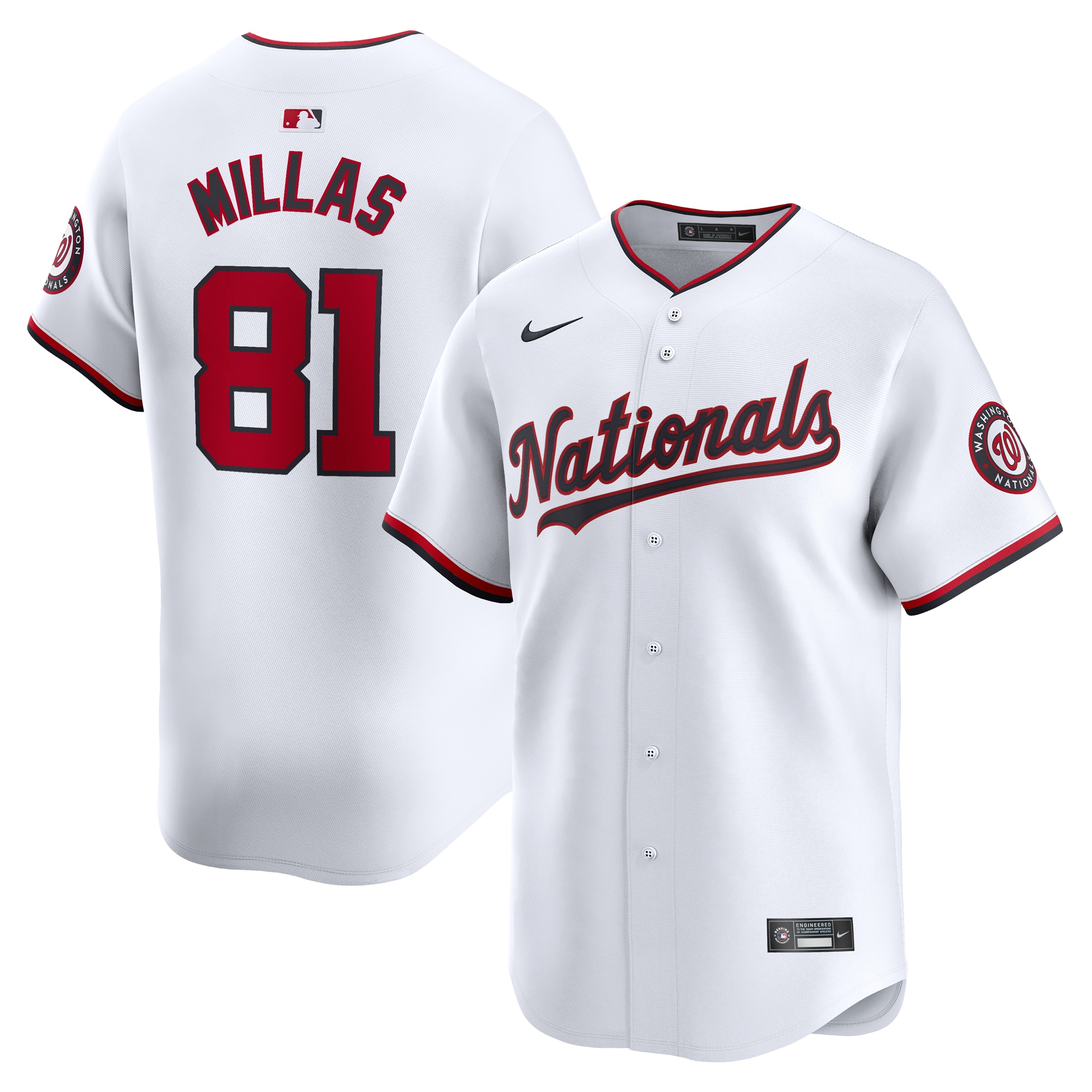 Drew Millas Washington Nationals Home Limited Player Jersey - White cheap jerseys for sale - CheapJerseys.Shop