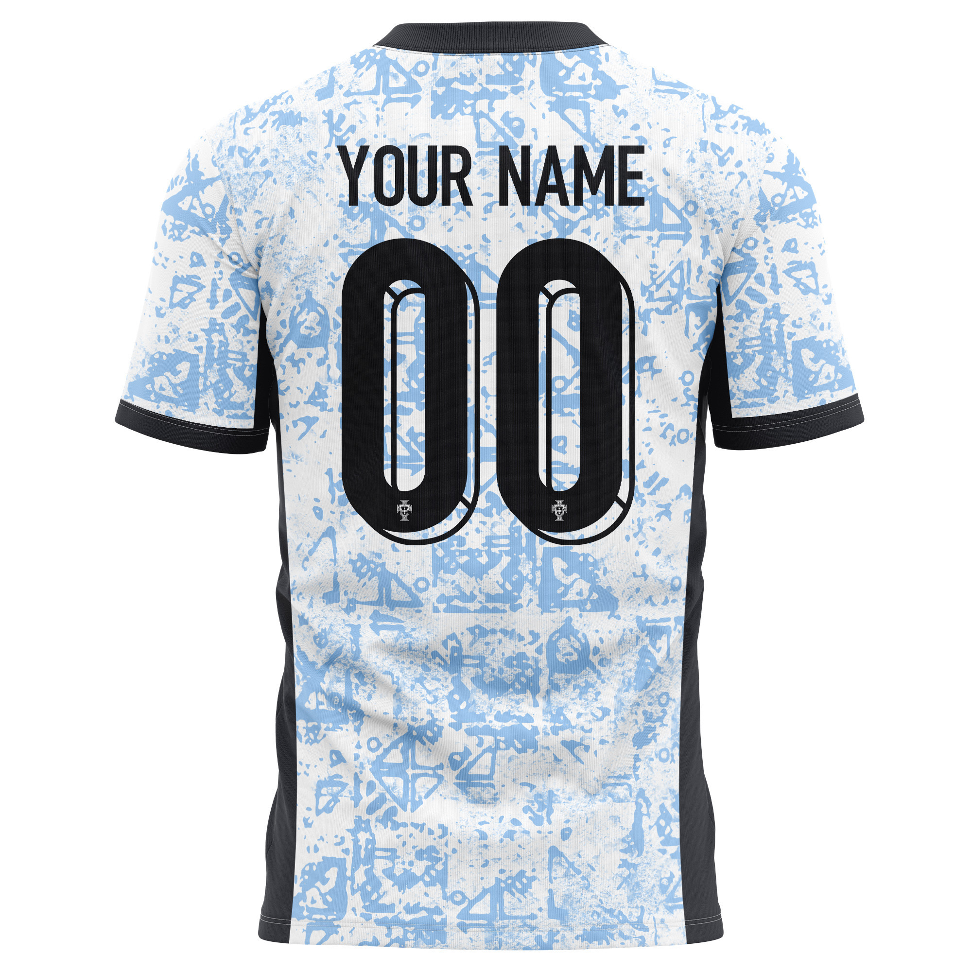Portugal National Team 2024/25 Away Kits Custom AOP T-shirt - Cream/Blue cheap jerseys for sale - CheapJerseys.Shop