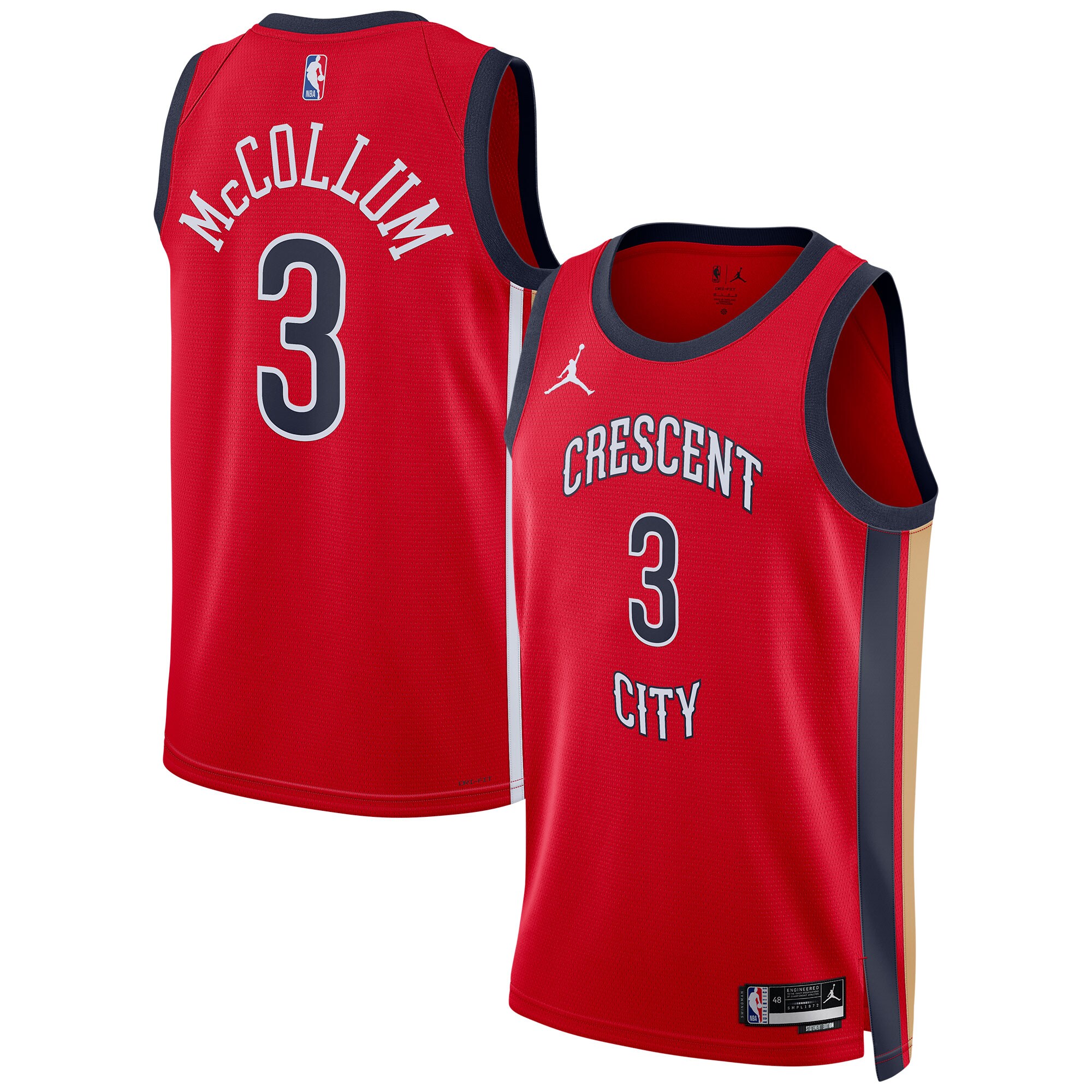 CJ McCollum New Orleans Pelicans Jordan Brand Unisex Swingman Jersey - Statement Edition - Red cheap jerseys for sale - CheapJerseys.Shop
