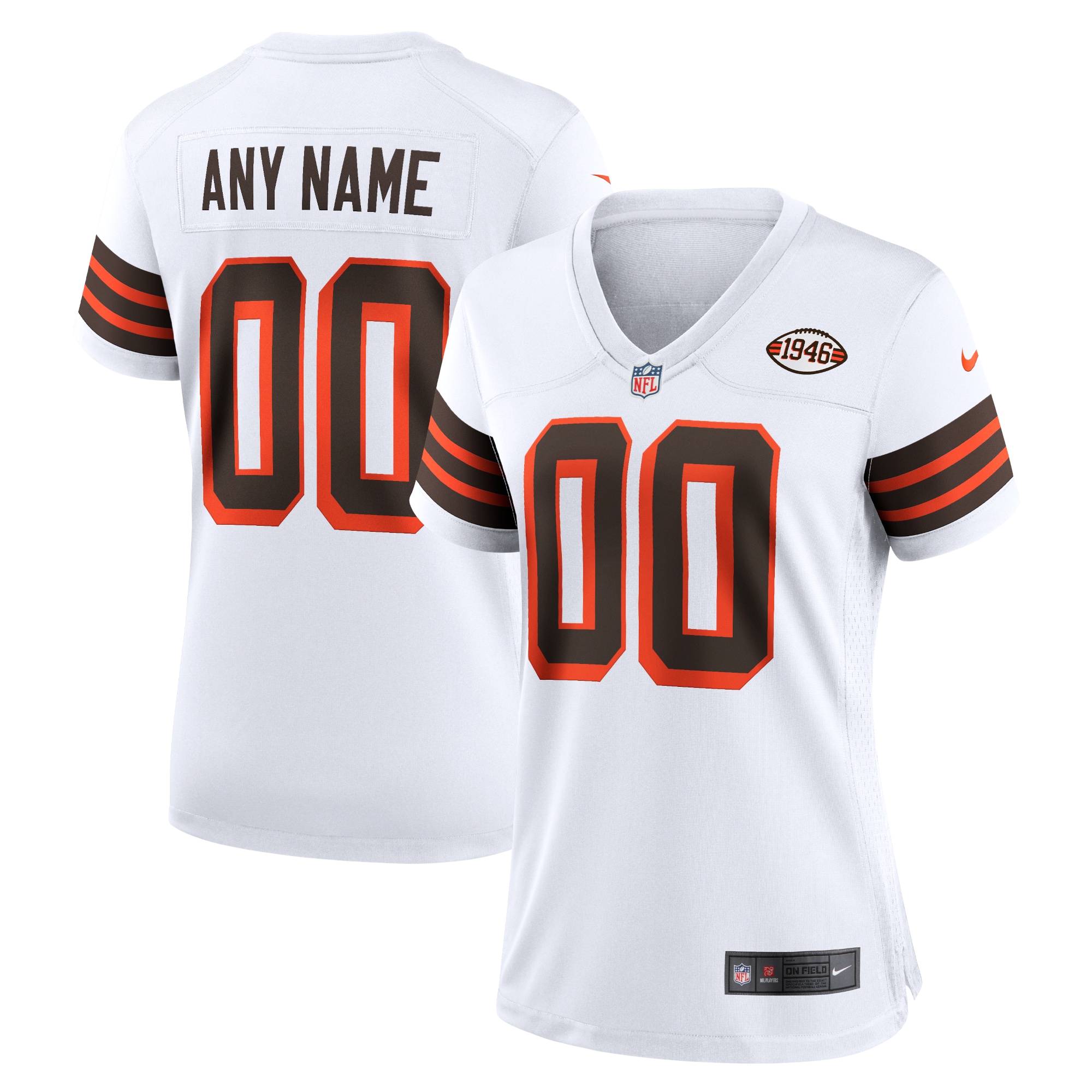 Cleveland Browns Women's 1946 Collection Alternate Custom Jersey - White cheap jerseys for sale - CheapJerseys.Shop