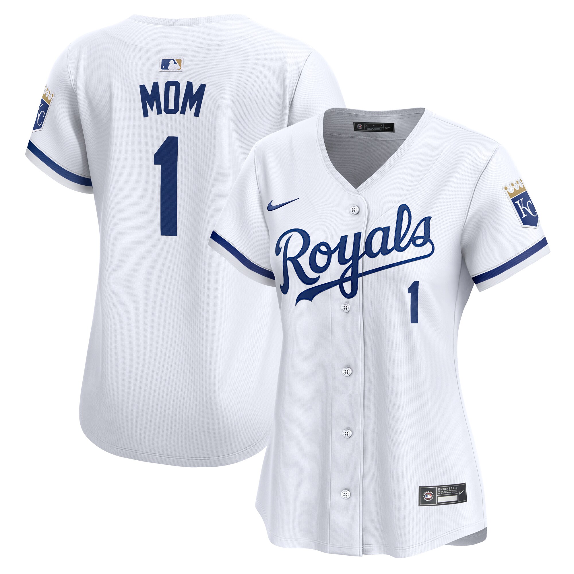 Kansas City Royals Women's #1 Mom Home Limited Jersey - White cheap jerseys for sale - CheapJerseys.Shop