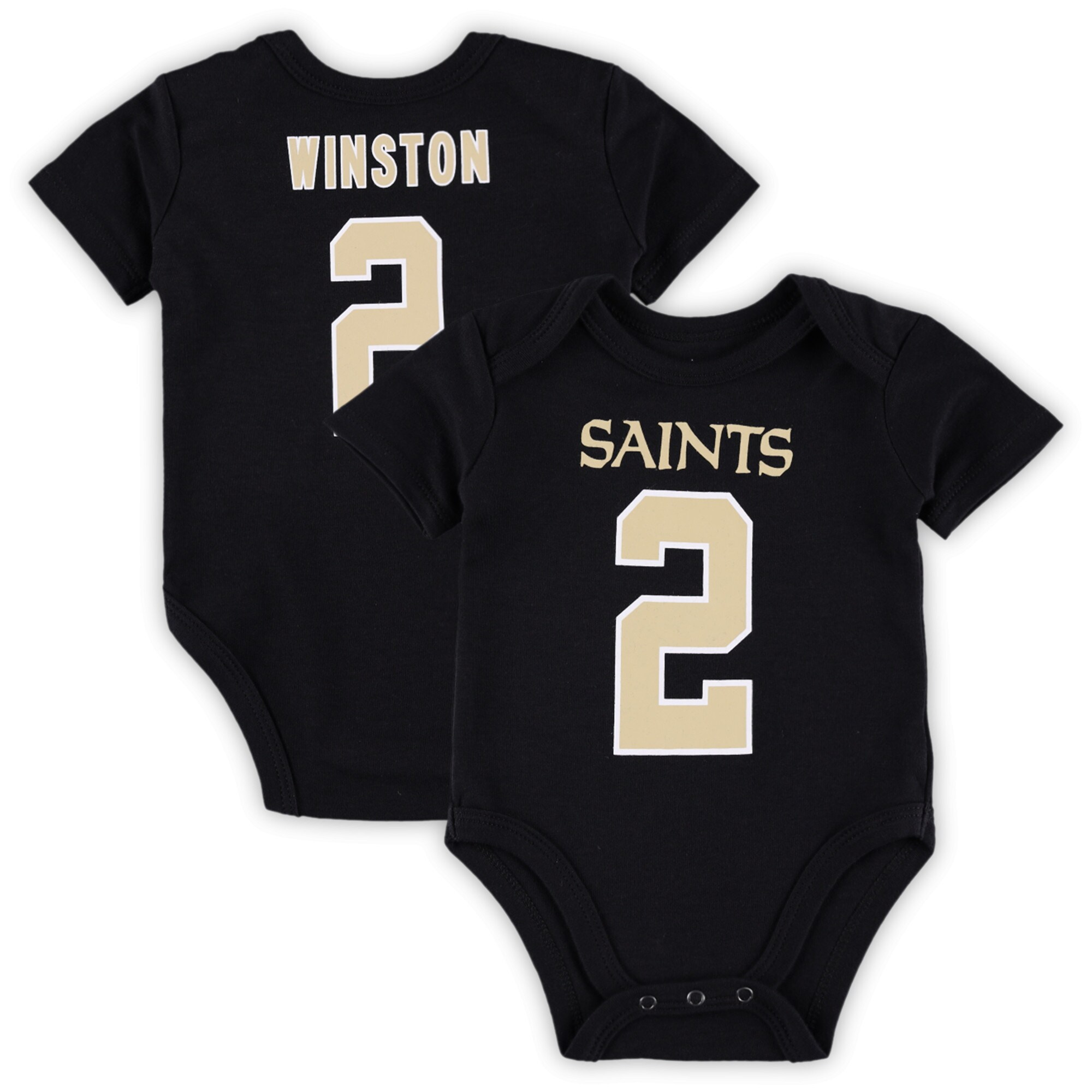 Jameis Winston New Orleans Saints Newborn & Infant Team Player Bodysuit - Black cheap jerseys for sale - CheapJerseys.Shop