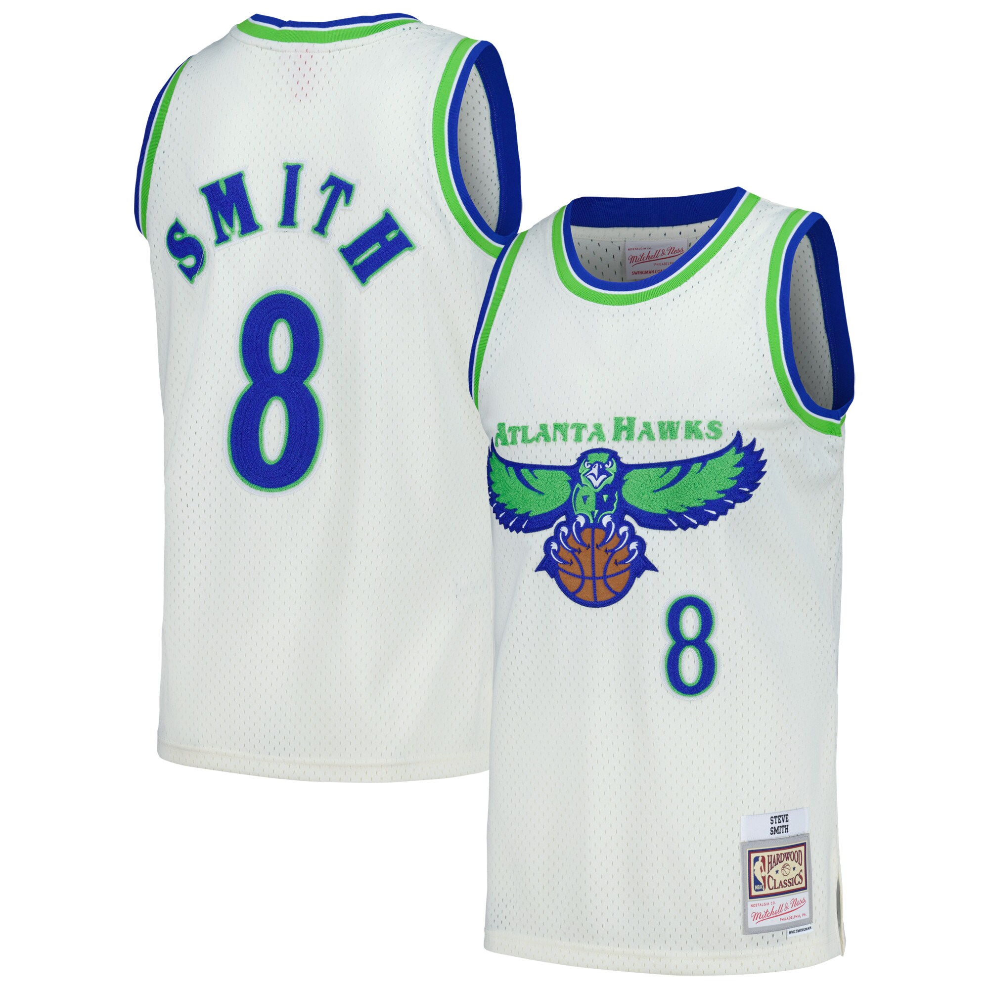 Steve Smith Atlanta Hawks Mitchell & Ness Chainstitch Swingman Jersey - Cream cheap jerseys for sale - CheapJerseys.Shop
