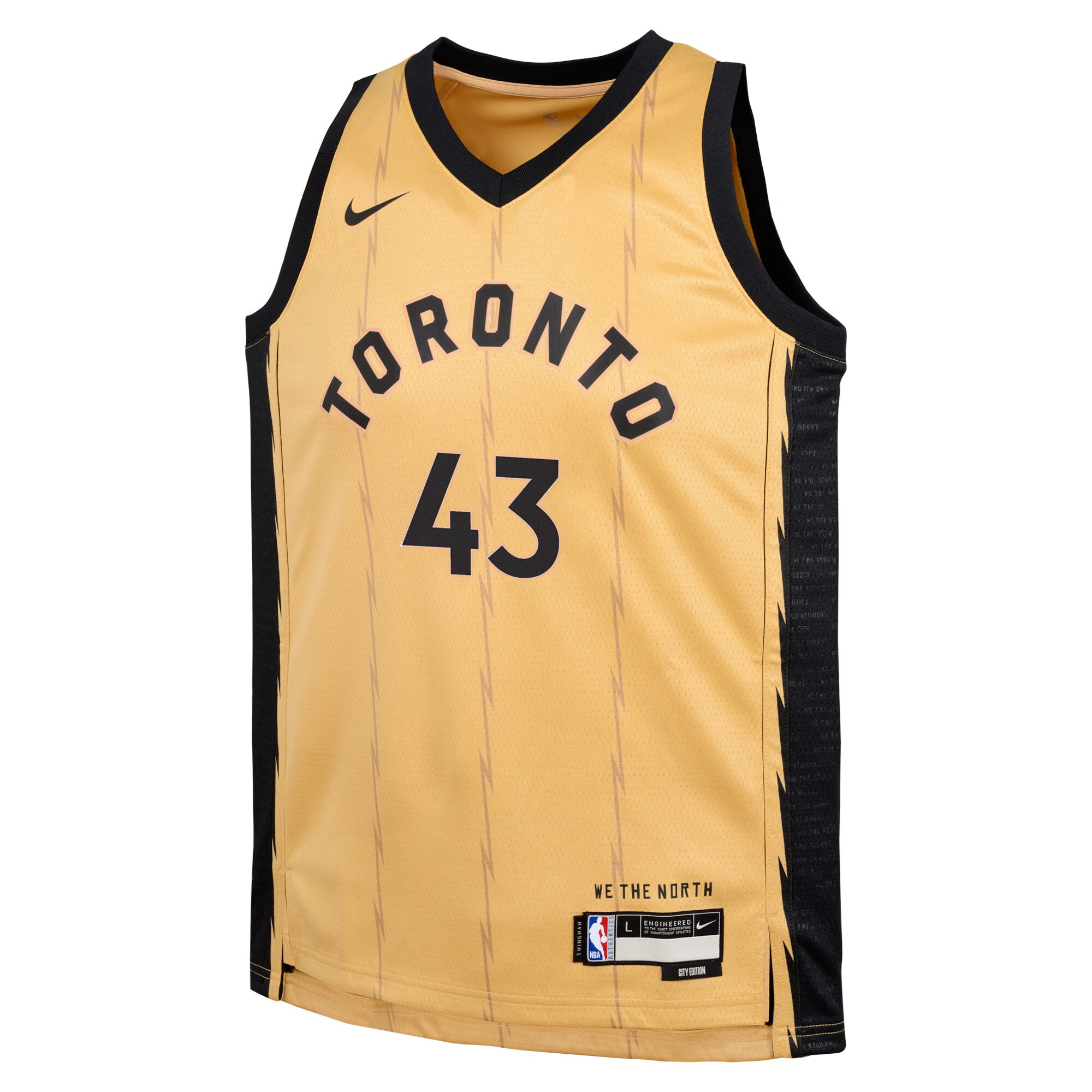 Pascal Siakam Toronto Raptors Youth Swingman Replica Jersey - City Edition - Gold cheap jerseys for sale - CheapJerseys.Shop