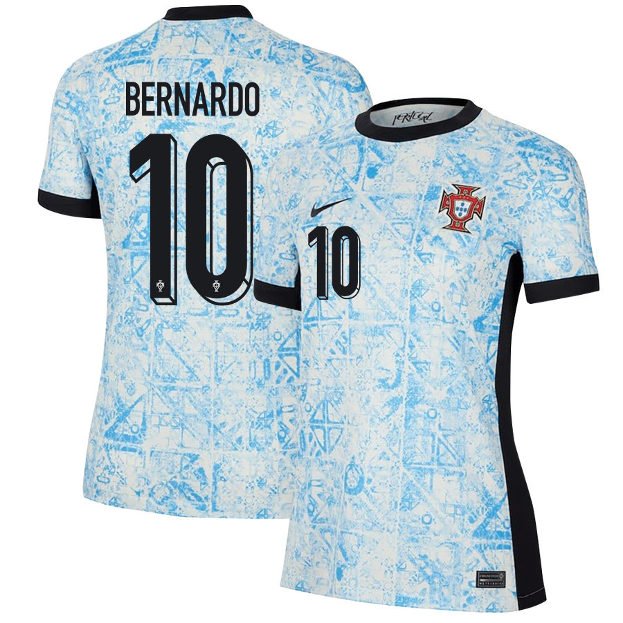 Bernardo Silva 10 Portugal National Team 2024/25 Away WOMEN Jersey - Cream/Blue cheap jerseys for sale - CheapJerseys.Shop