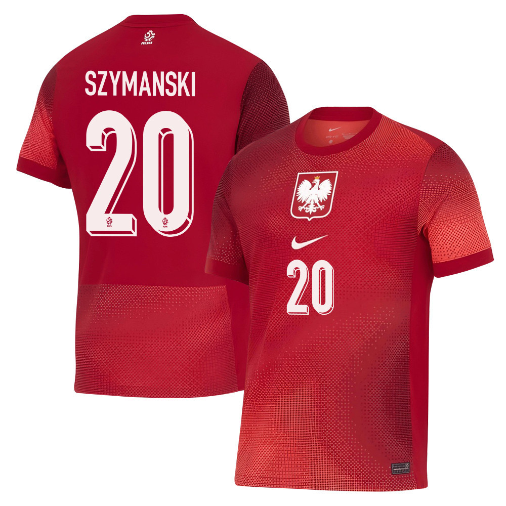 Sebastian Szymanski 20 Poland National Team 2024/25 Away Men Jersey - Red cheap jerseys for sale - CheapJerseys.Shop