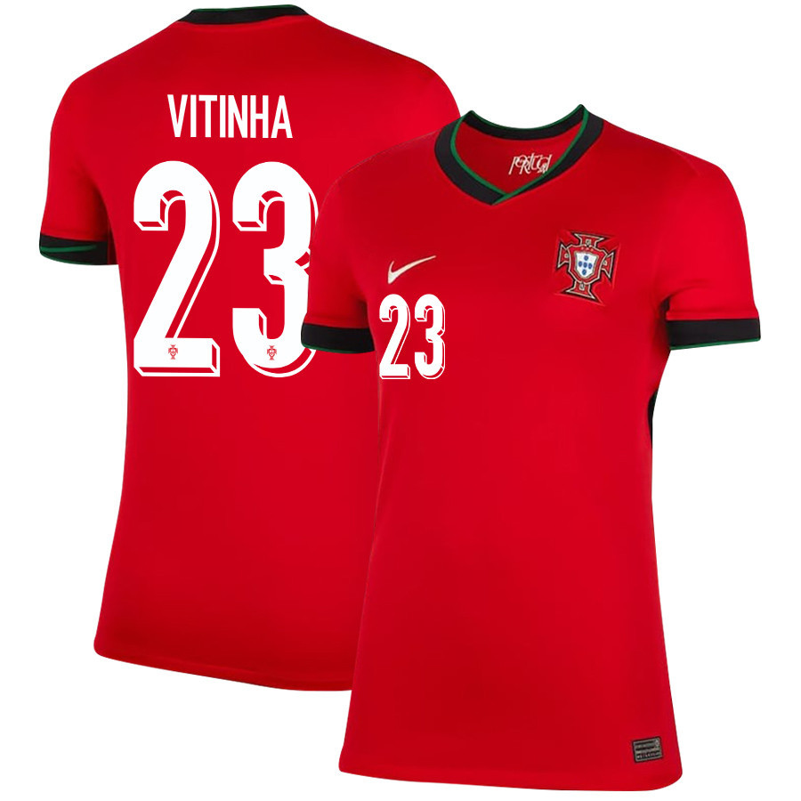 Vitinha 23 Portugal National Team 2024/25 Home WOMEN Jersey - Red cheap jerseys for sale - CheapJerseys.Shop