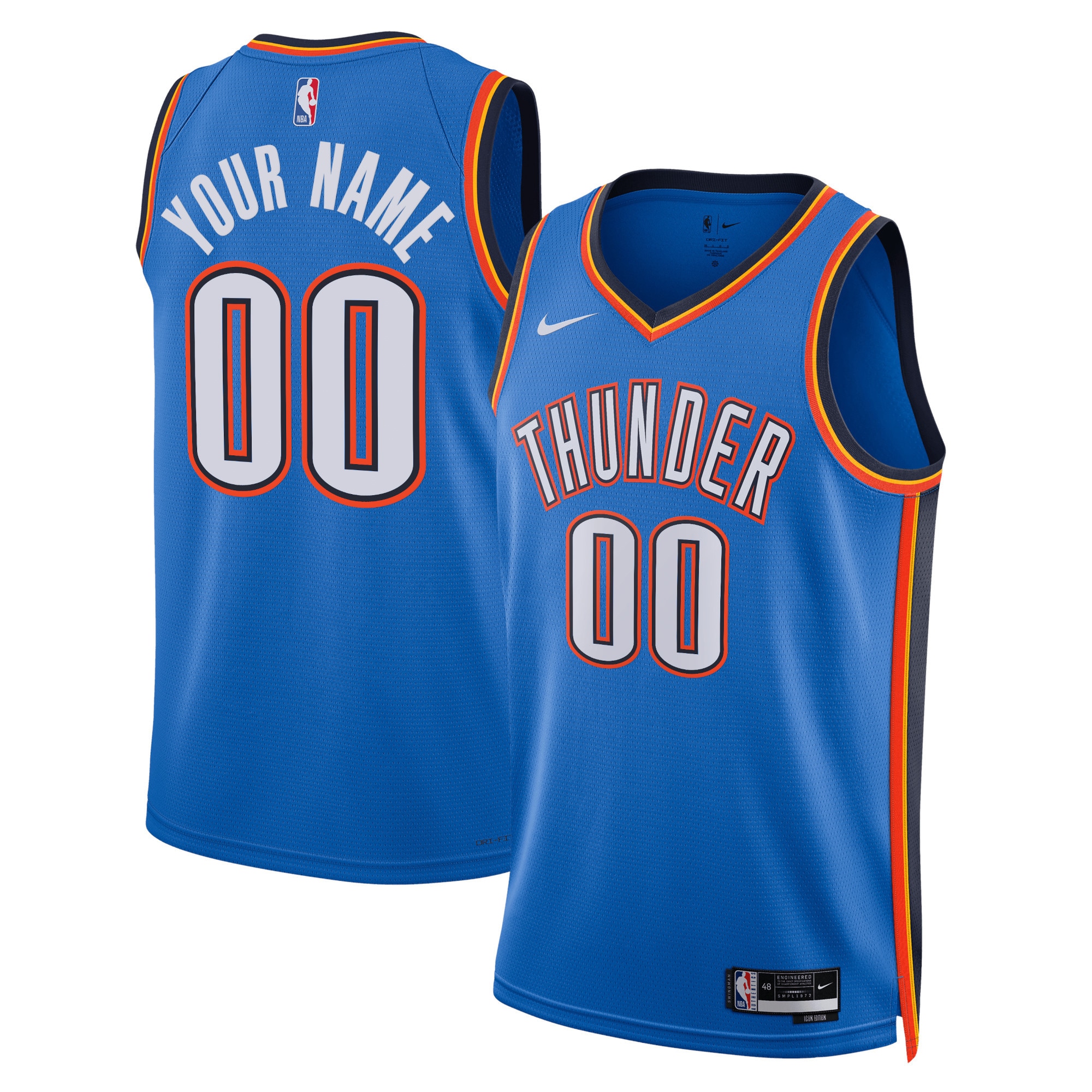 Oklahoma City Thunder Unisex Swingman Custom Jersey Blue - Icon Edition cheap jerseys for sale - CheapJerseys.Shop