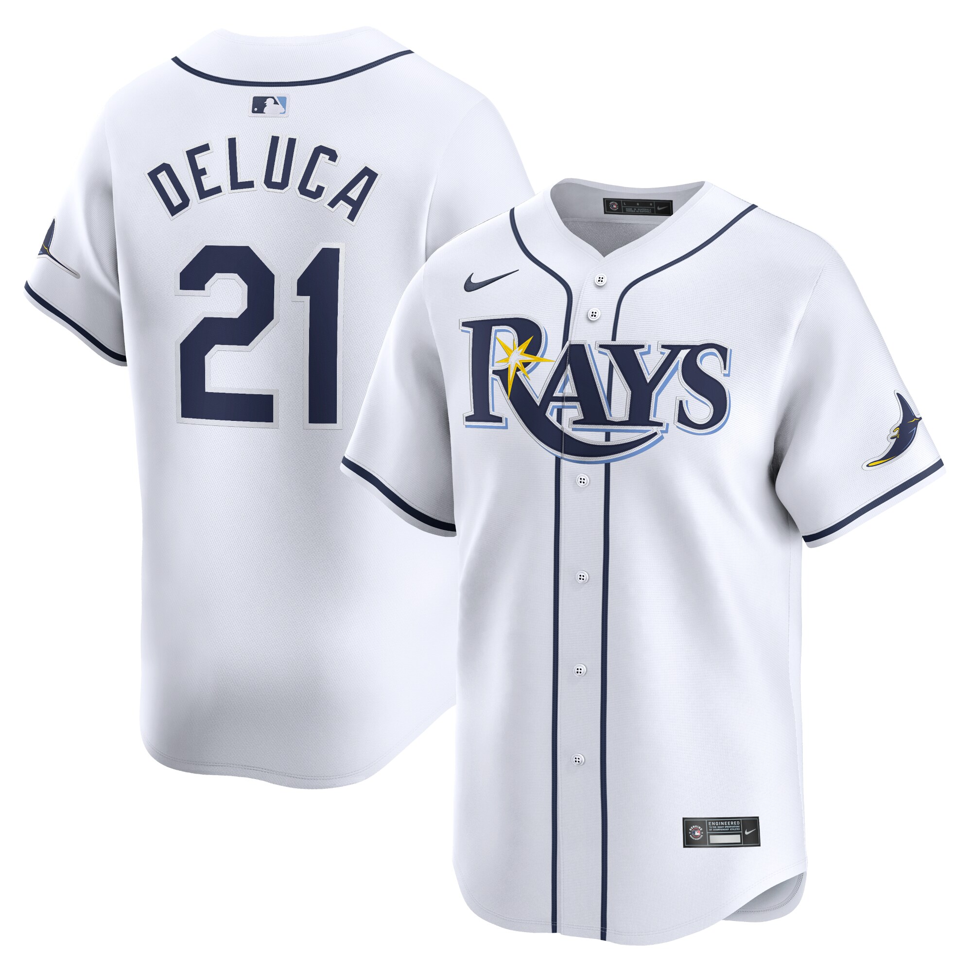 Jonny DeLuca Tampa Bay Rays Home Limited Player Jersey - White cheap jerseys for sale - CheapJerseys.Shop