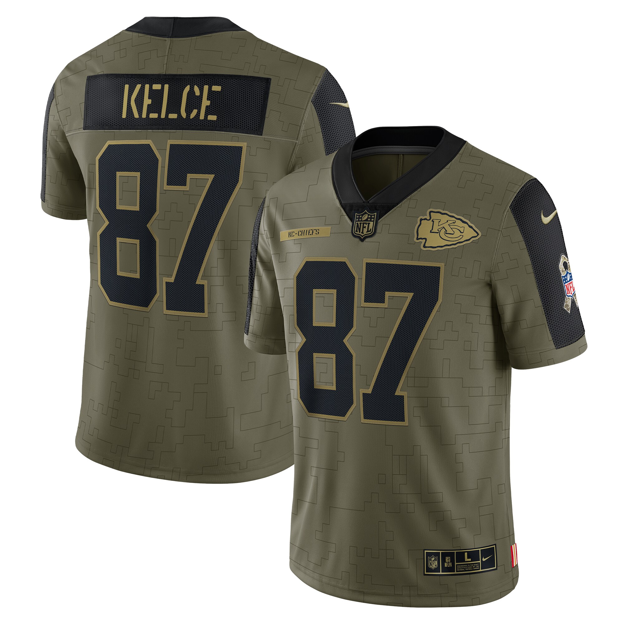 Travis Kelce Kansas City Chiefs 2021 Salute To Service Limited Player Jersey - Olive cheap jerseys for sale - CheapJerseys.Shop