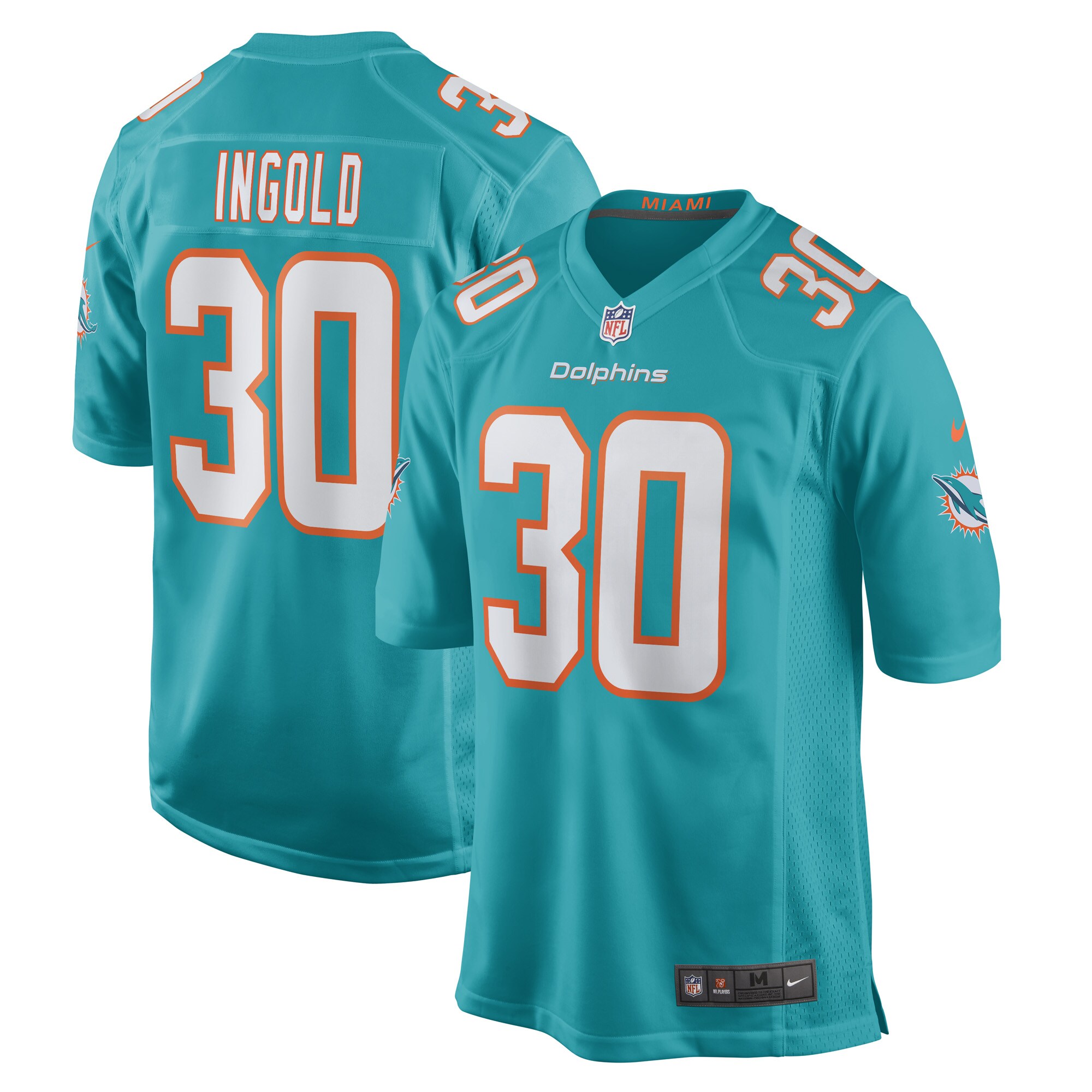Alec Ingold Miami Dolphins Game Player Jersey - Aqua cheap jerseys for sale - CheapJerseys.Shop