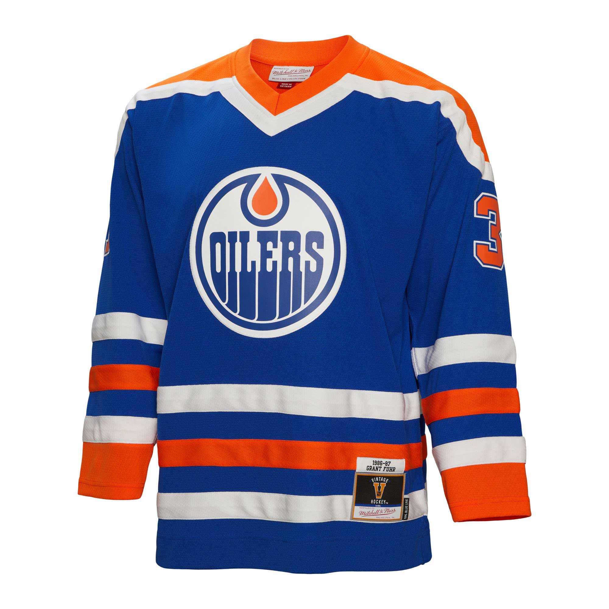 Grant Fuhr Edmonton Oilers Mitchell & Ness 1986\/87 Blue Line Player Jersey - Royal cheap jerseys for sale - CheapJerseys.Shop