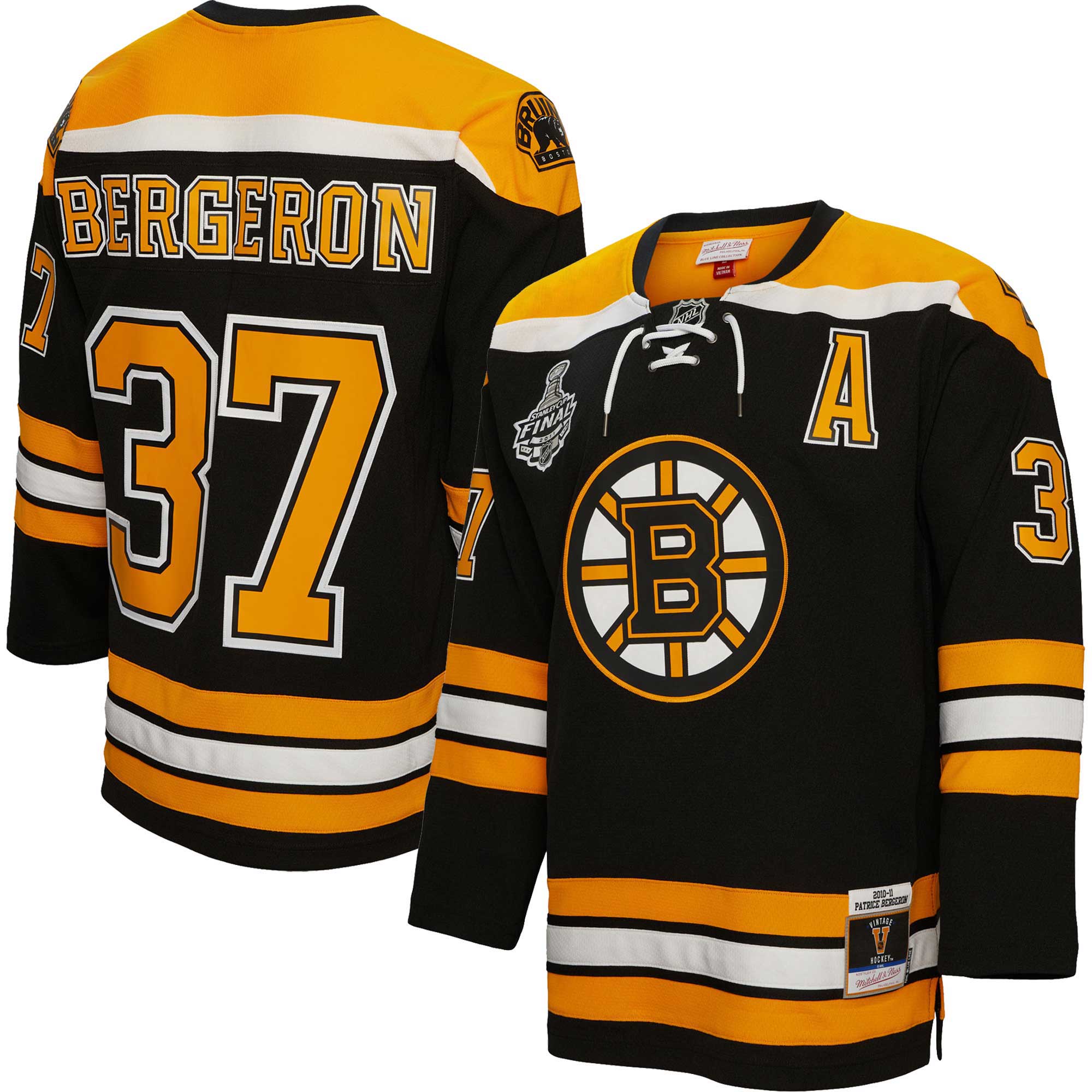 Patrice Bergeron Boston Bruins Mitchell & Ness Alternate Captain Patch 2010\/11 Blue Line Player Jersey - Black cheap jerseys for sale - CheapJerseys.Shop