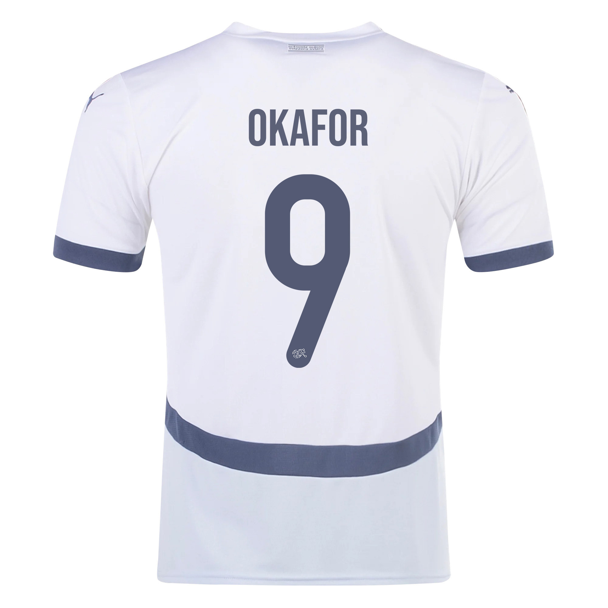 Noah Okafor 9 Switzerland National Team 2024/25 Away Men Jersey - White cheap jerseys for sale - CheapJerseys.Shop