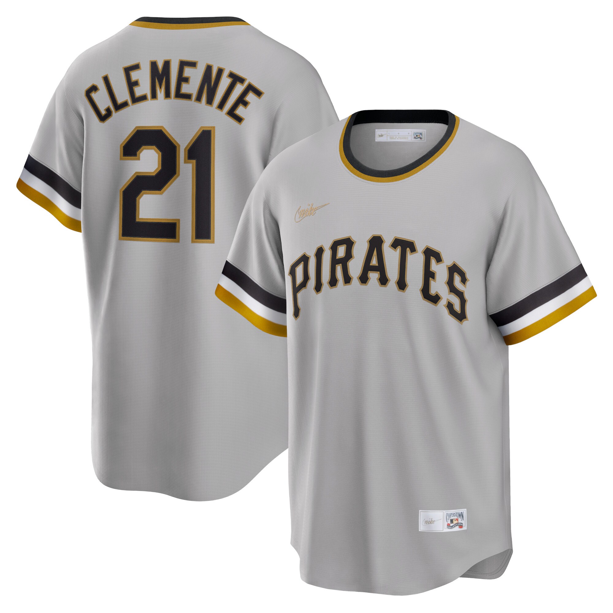Roberto Clemente Pittsburgh Pirates Road Cooperstown Collection Player Jersey - Gray cheap jerseys for sale - CheapJerseys.Shop